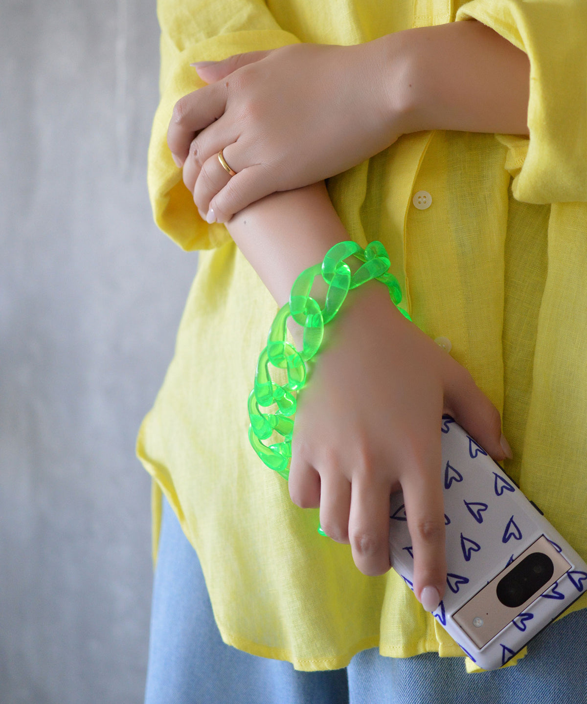 【eY】Jelly Big Curve Chain Wrist Strap(UNISEX)