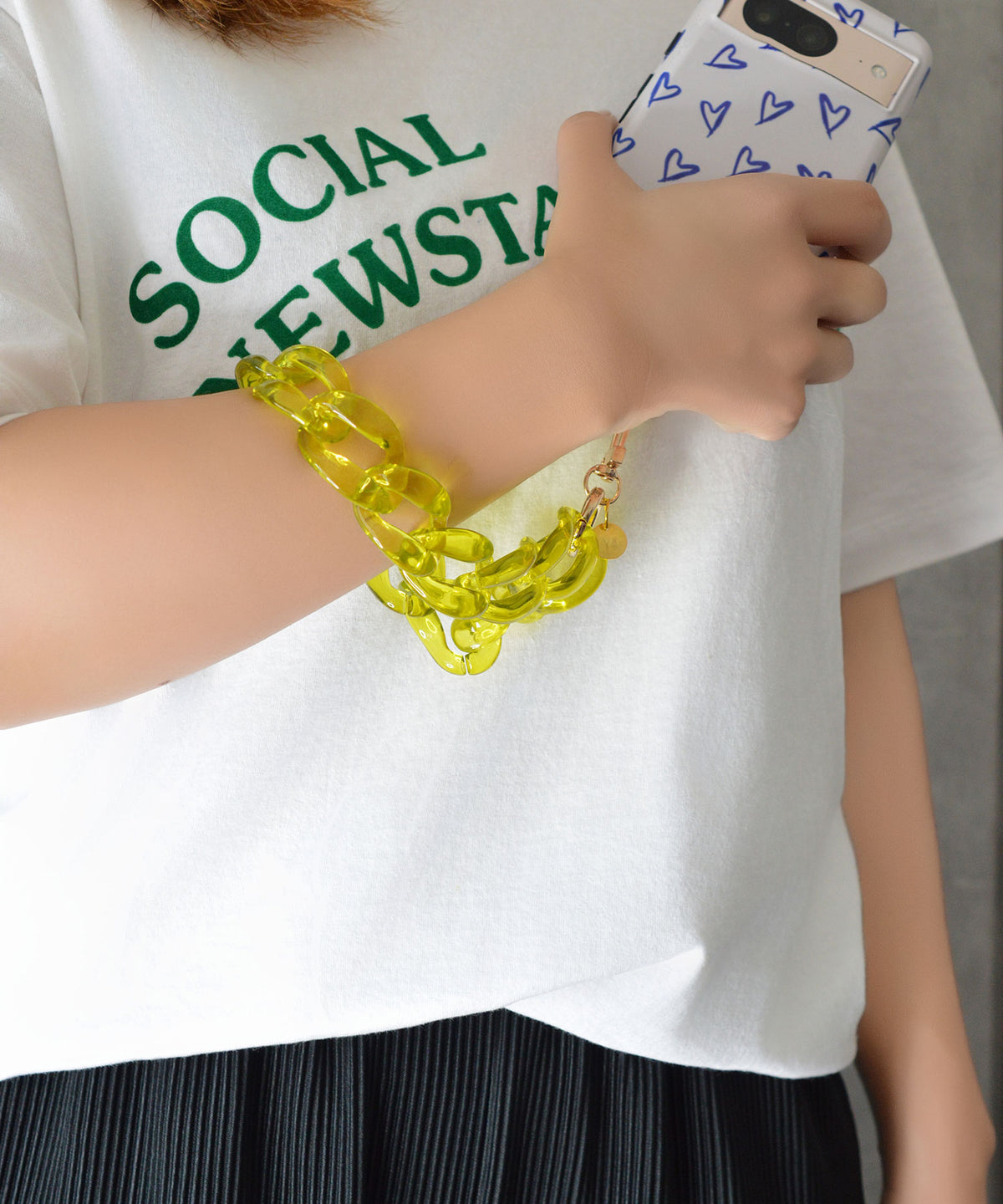 【eY】Jelly Big Curve Chain Wrist Strap(UNISEX)