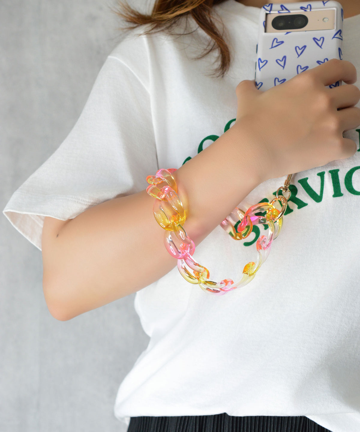 【eY】Jelly Big Curve Chain Wrist Strap(UNISEX)