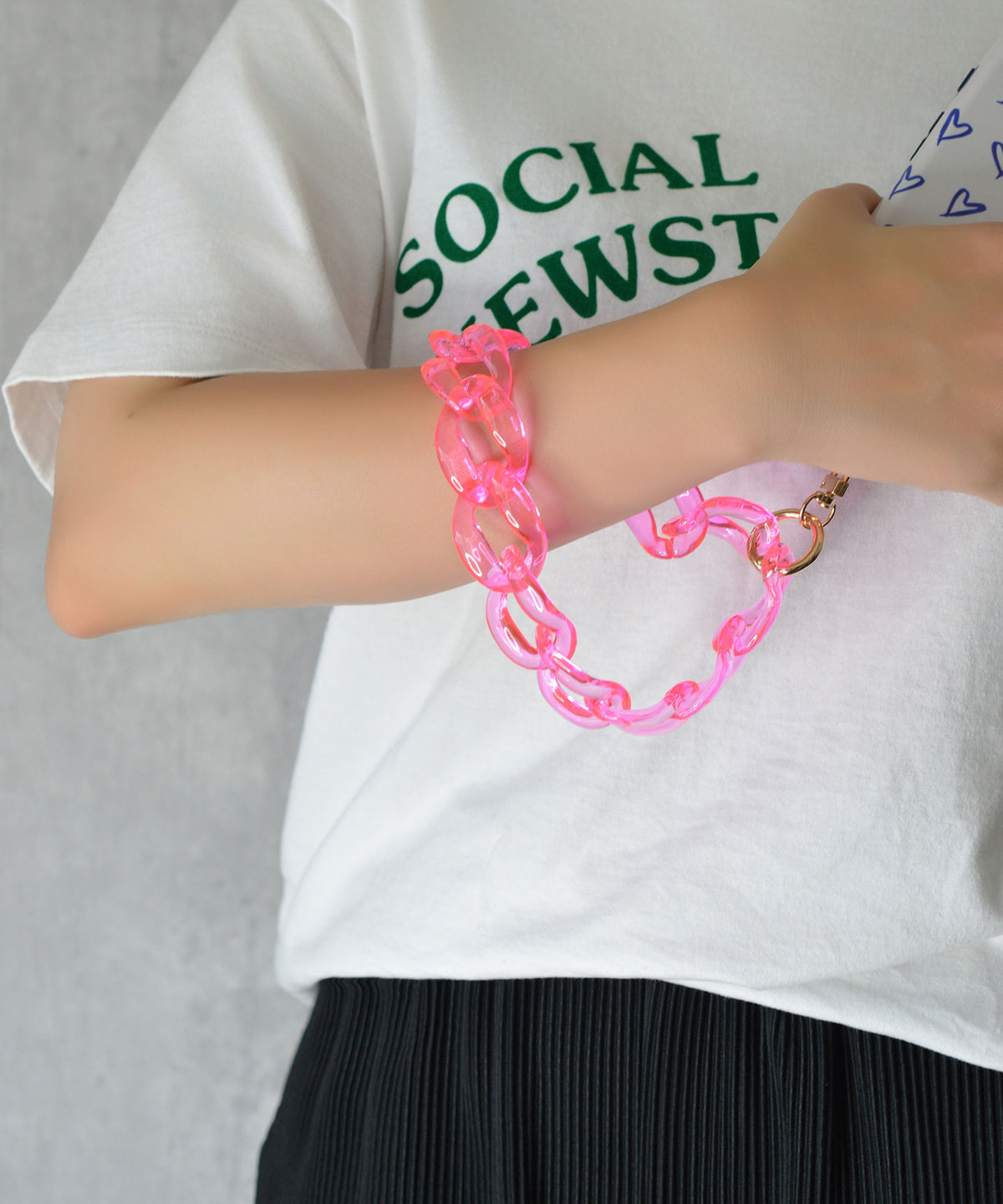 【eY】Jelly Big Curve Chain Wrist Strap(UNISEX)