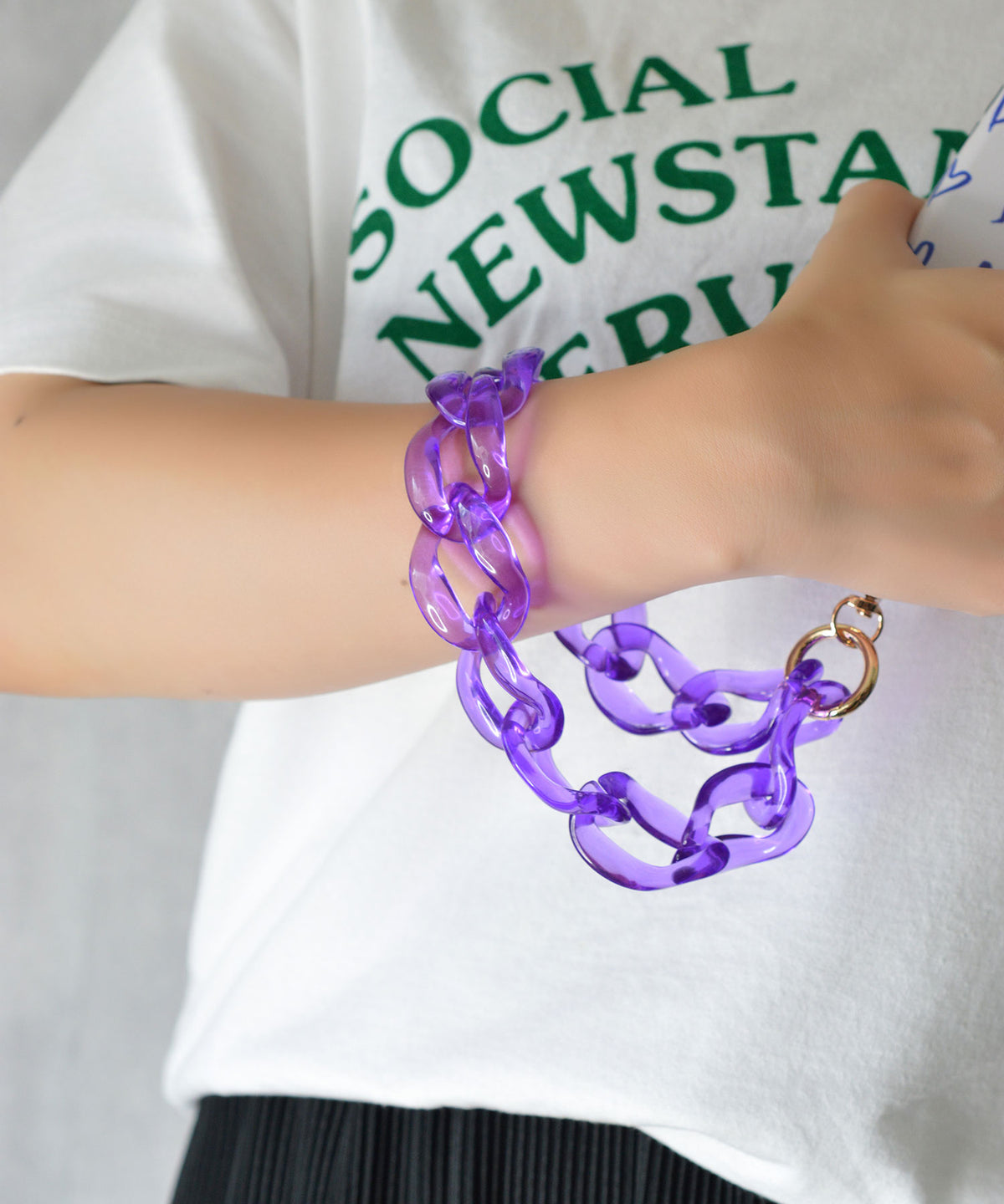 【eY】Jelly Big Curve Chain Wrist Strap(UNISEX)