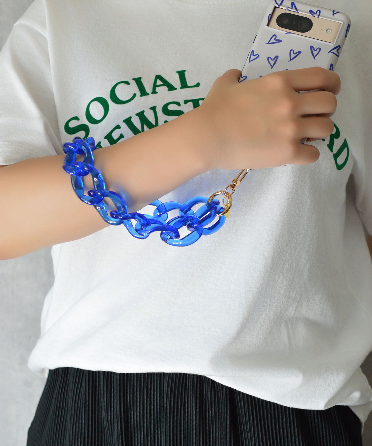 【eY】Jelly Big Curve Chain Wrist Strap(UNISEX)