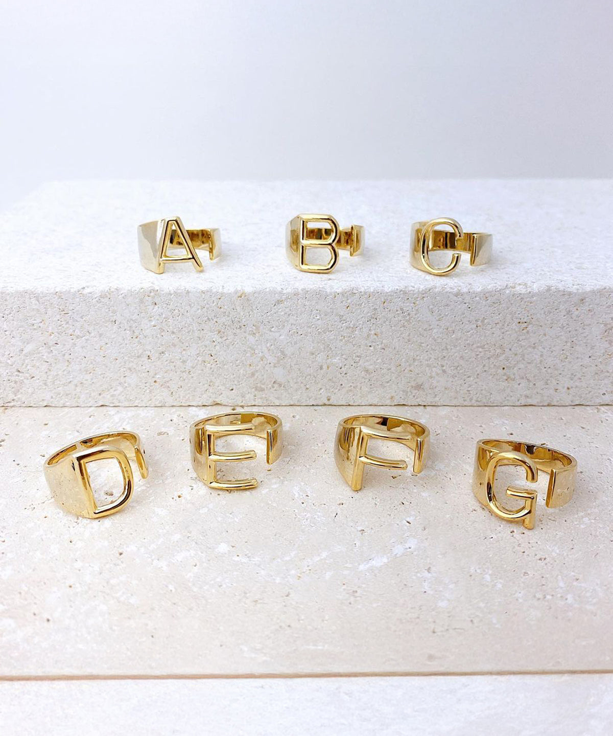 【earyear】Initial Volume Ring　Silver&Gold A～Z