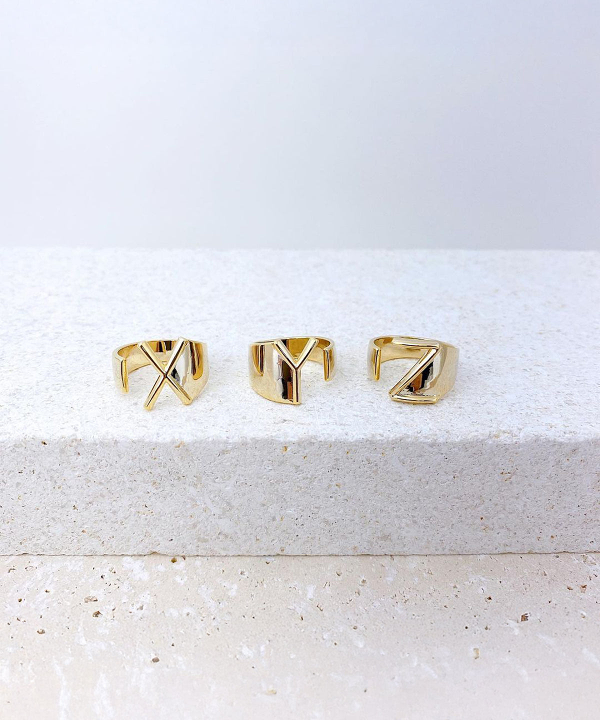 【earyear】Initial Volume Ring　Silver&Gold A～Z