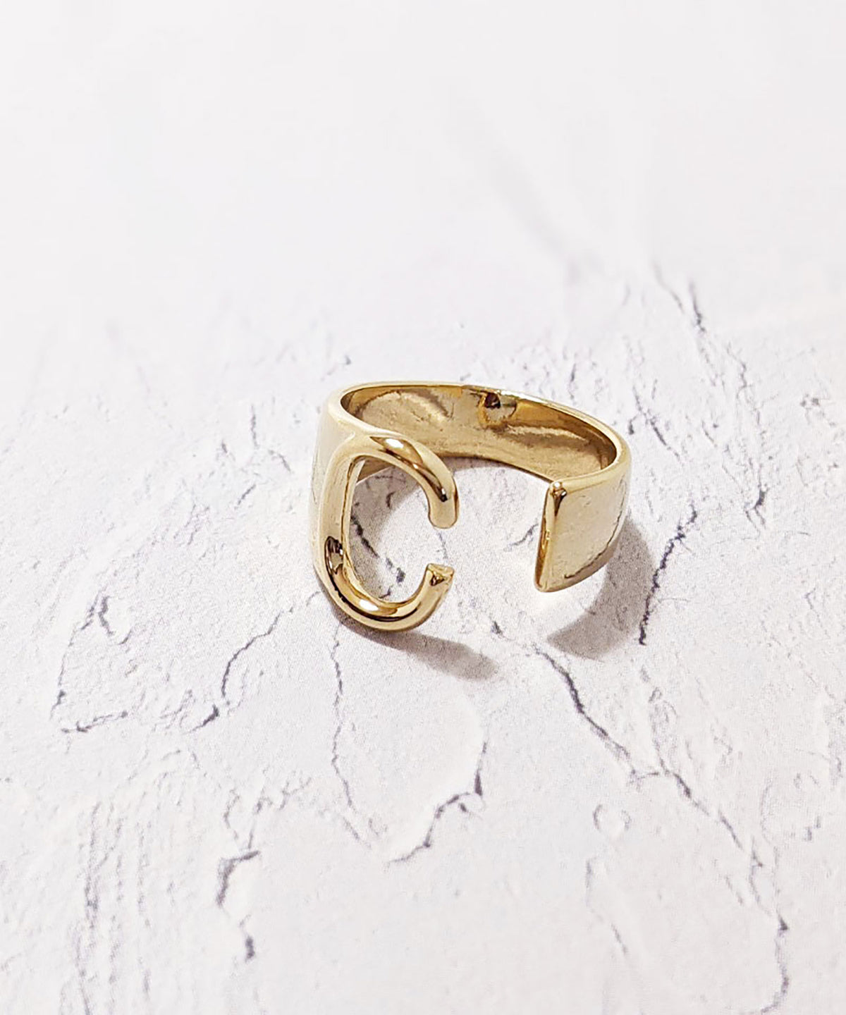 【earyear】Initial Volume Ring　Silver&Gold A～Z