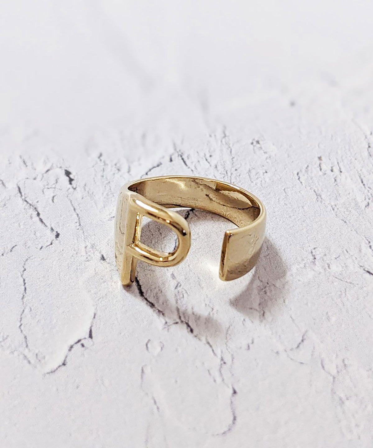 【earyear】Initial Volume Ring　Silver&Gold A～Z