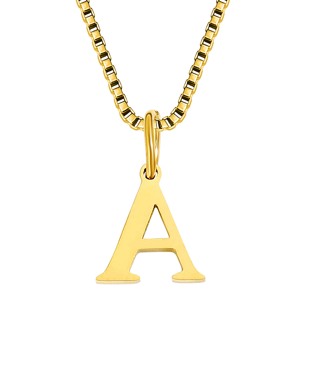 Block Letter Initial Charm Necklace A～Z