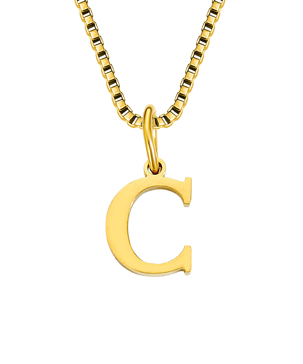 Block Letter Initial Charm Necklace A～Z