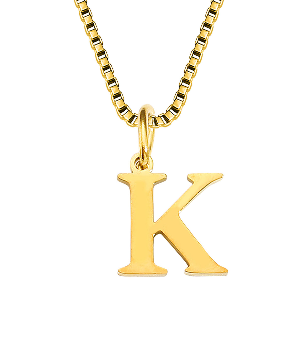 Block Letter Initial Charm Necklace A～Z