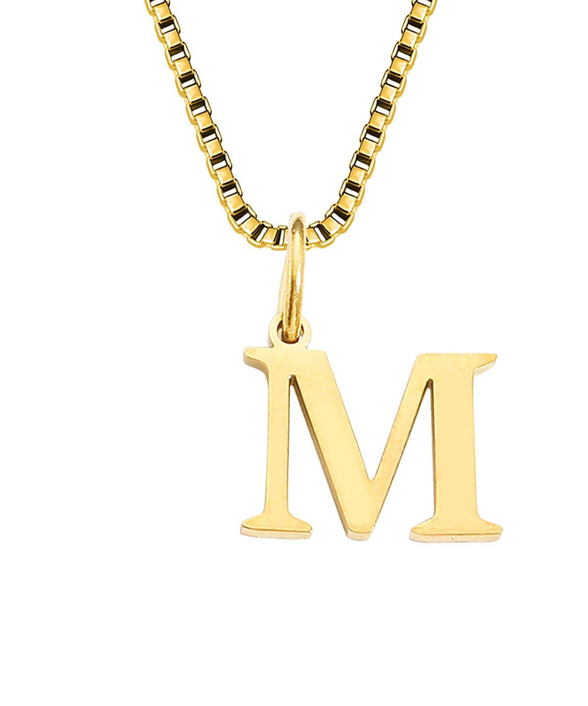 Block Letter Initial Charm Necklace A～Z