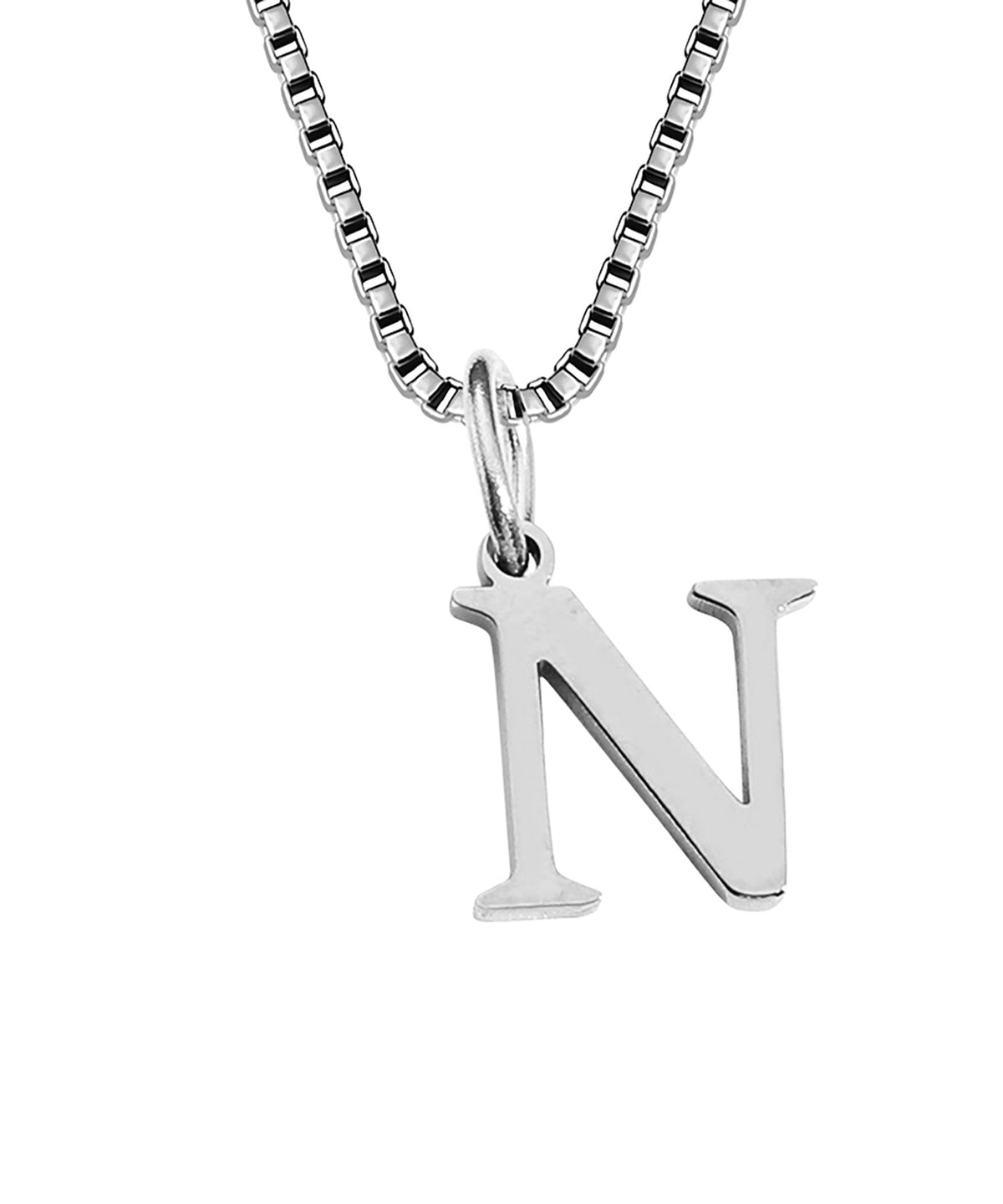 Block Letter Initial Charm Necklace A～Z