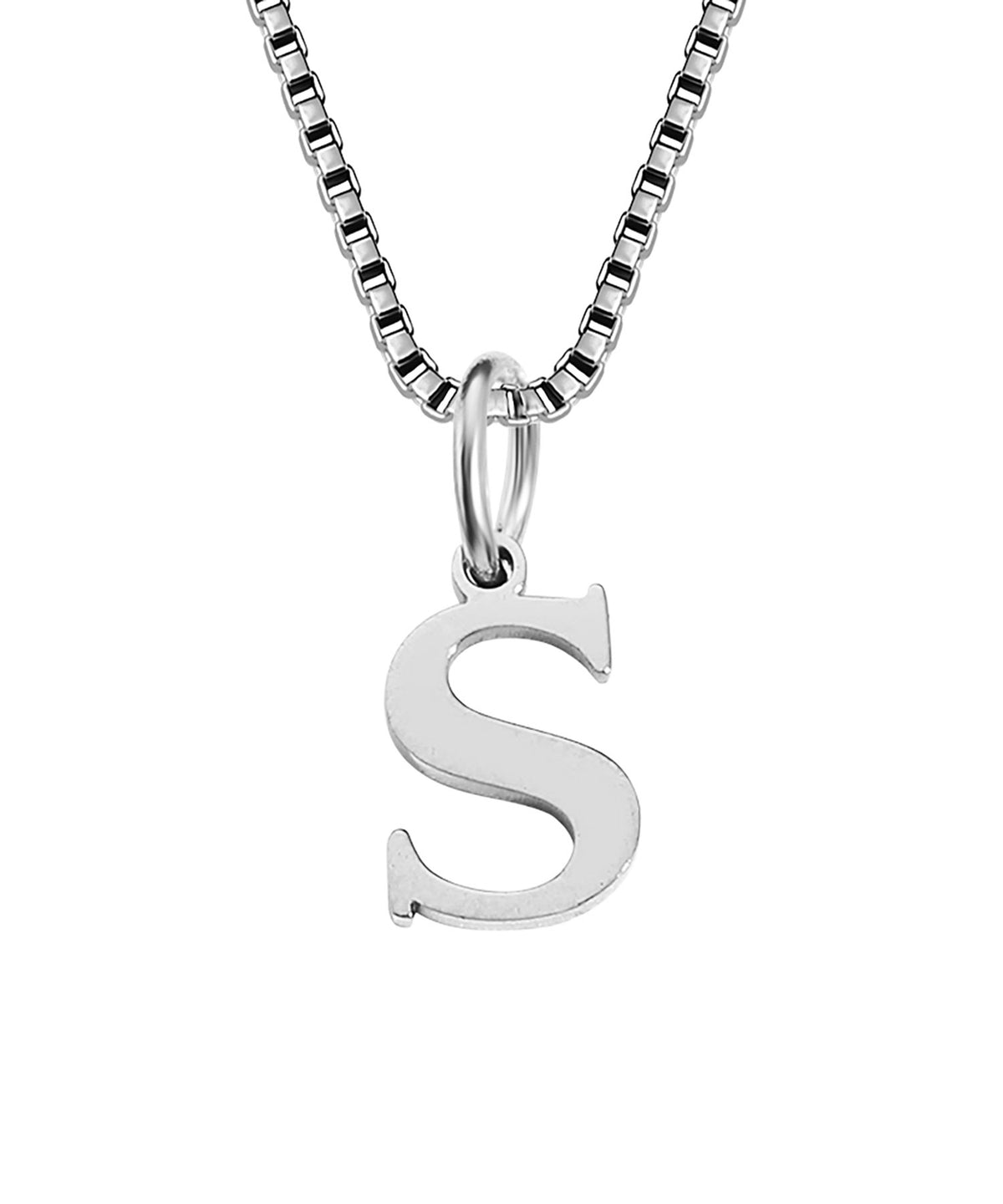 Block Letter Initial Charm Necklace A～Z