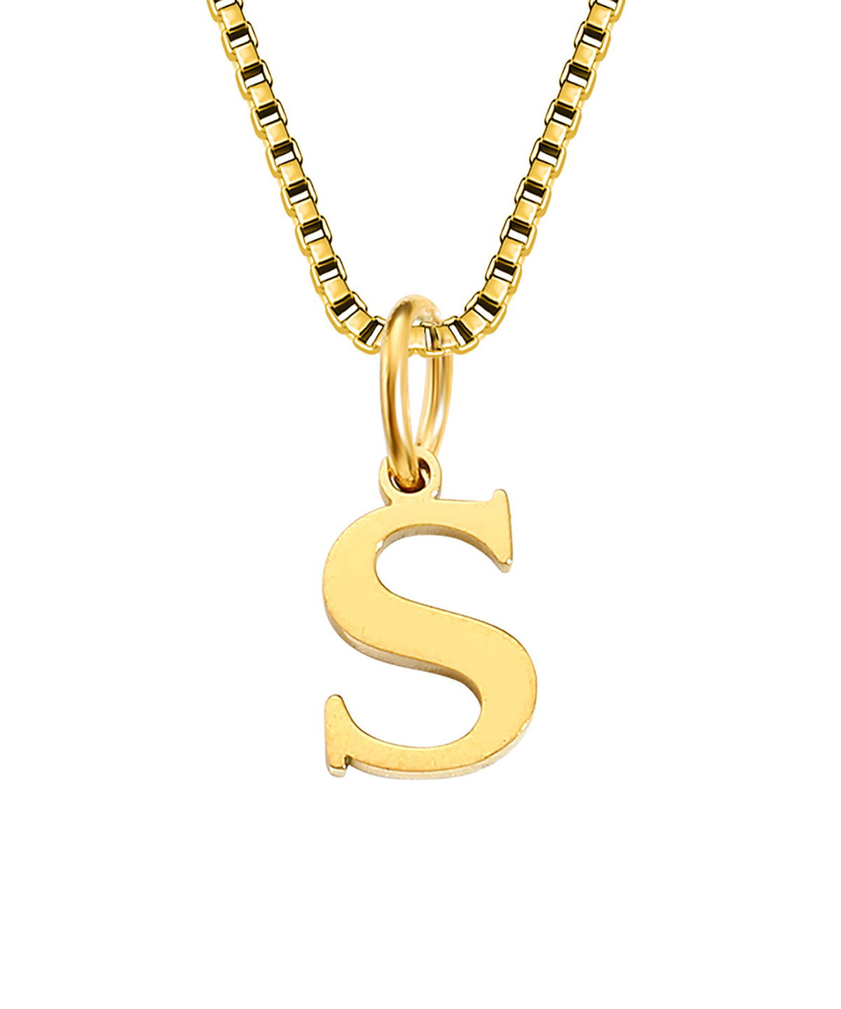 Block Letter Initial Charm Necklace A～Z