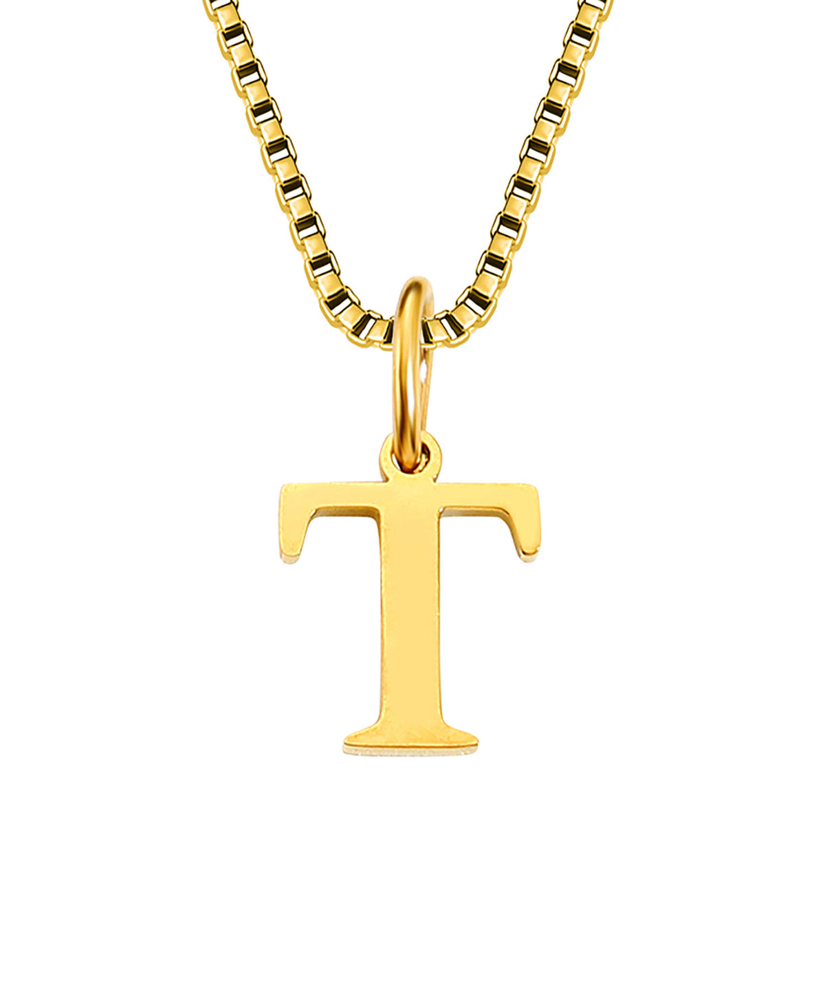 Block Letter Initial Charm Necklace A～Z