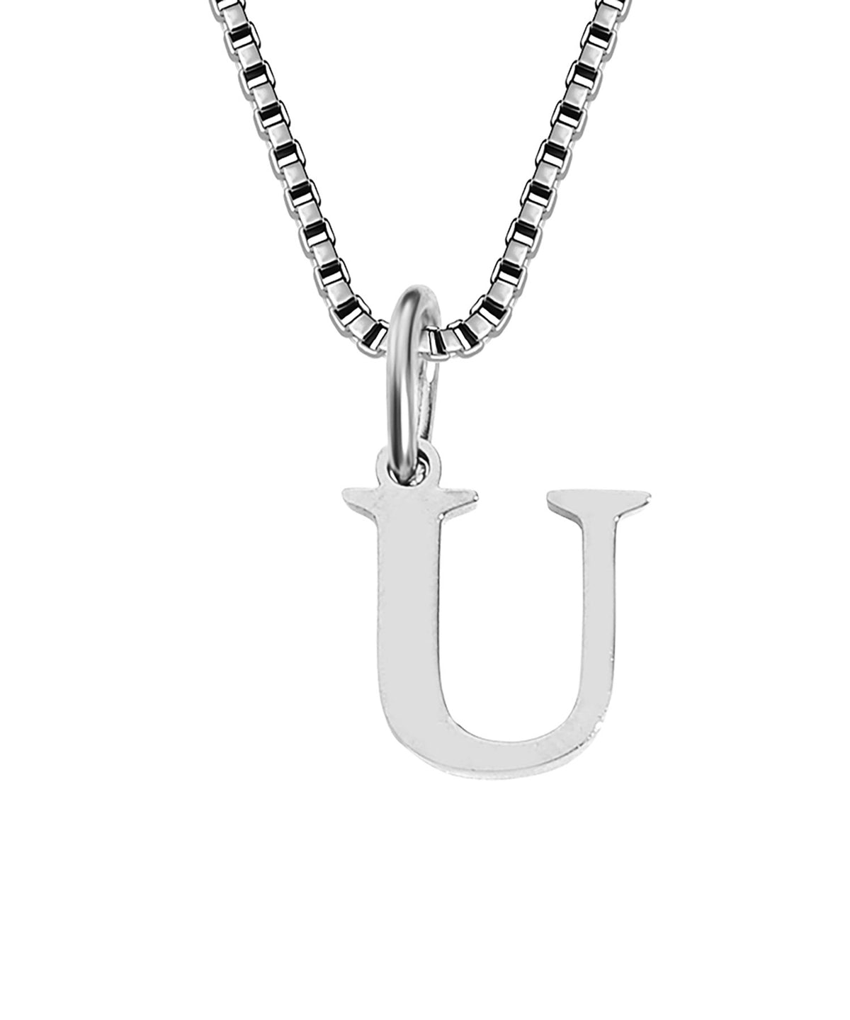 Block Letter Initial Charm Necklace A～Z