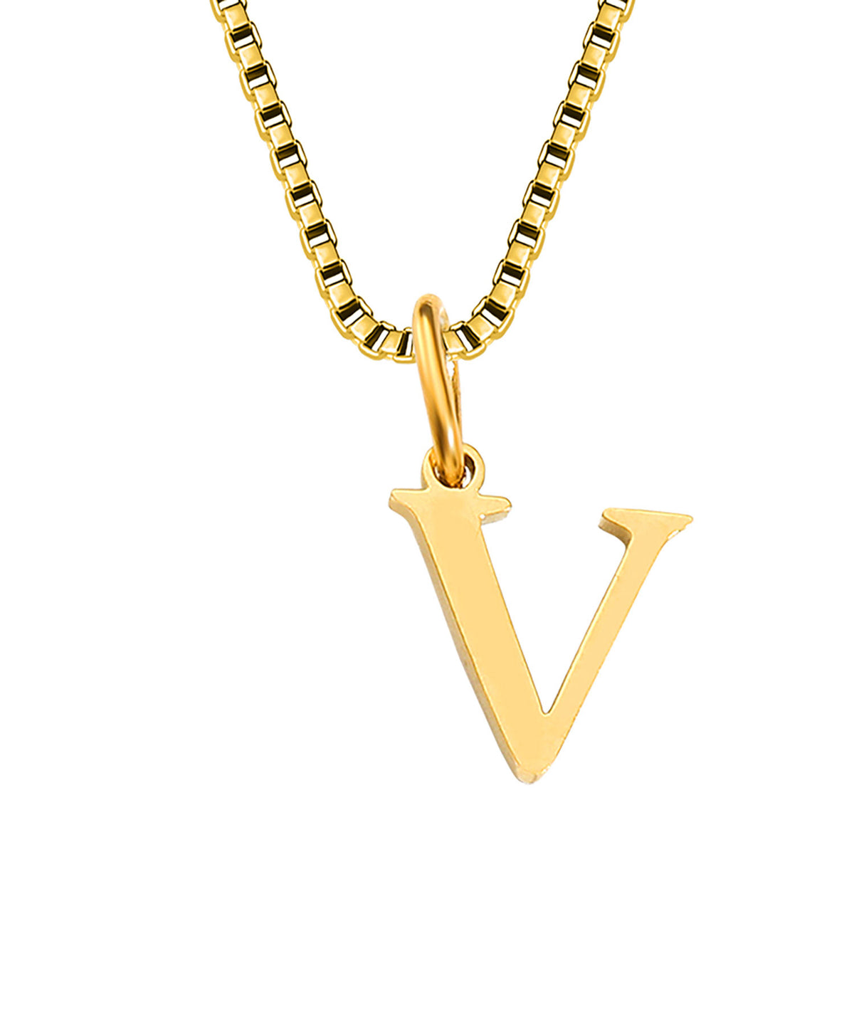 Block Letter Initial Charm Necklace A～Z