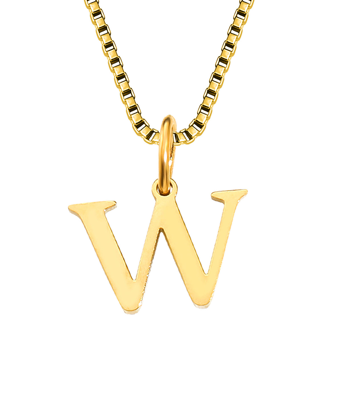 Block Letter Initial Charm Necklace A～Z