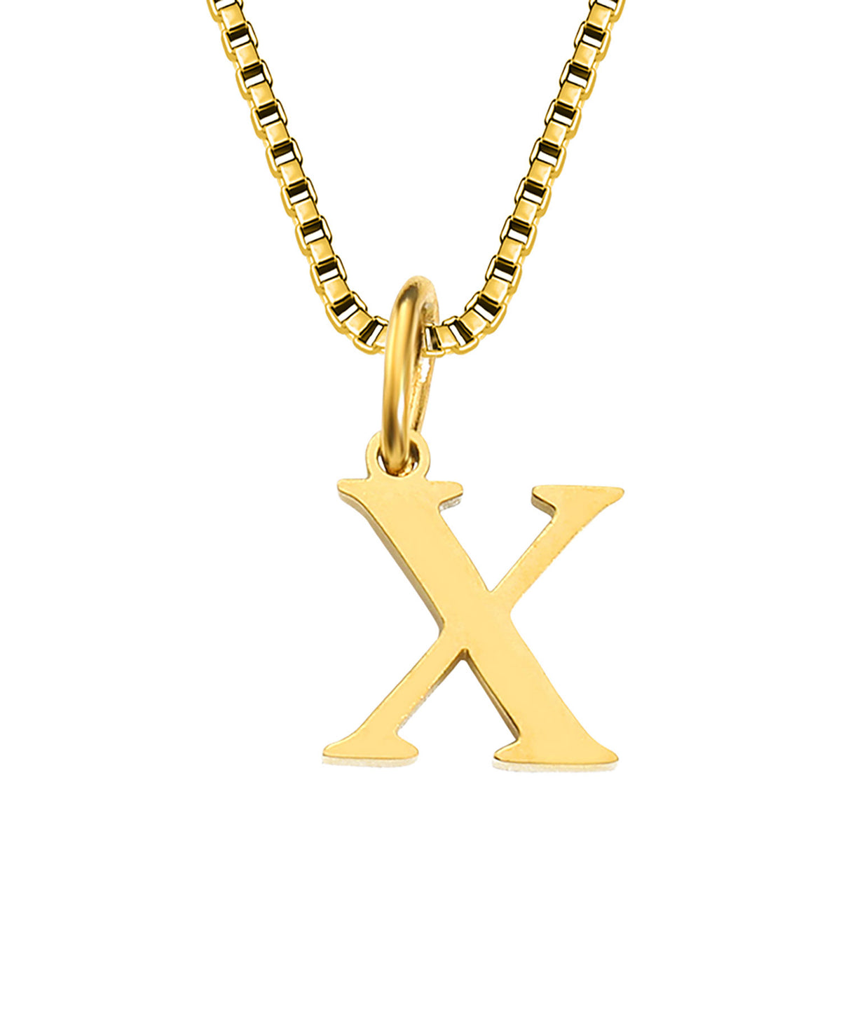 Block Letter Initial Charm Necklace A～Z