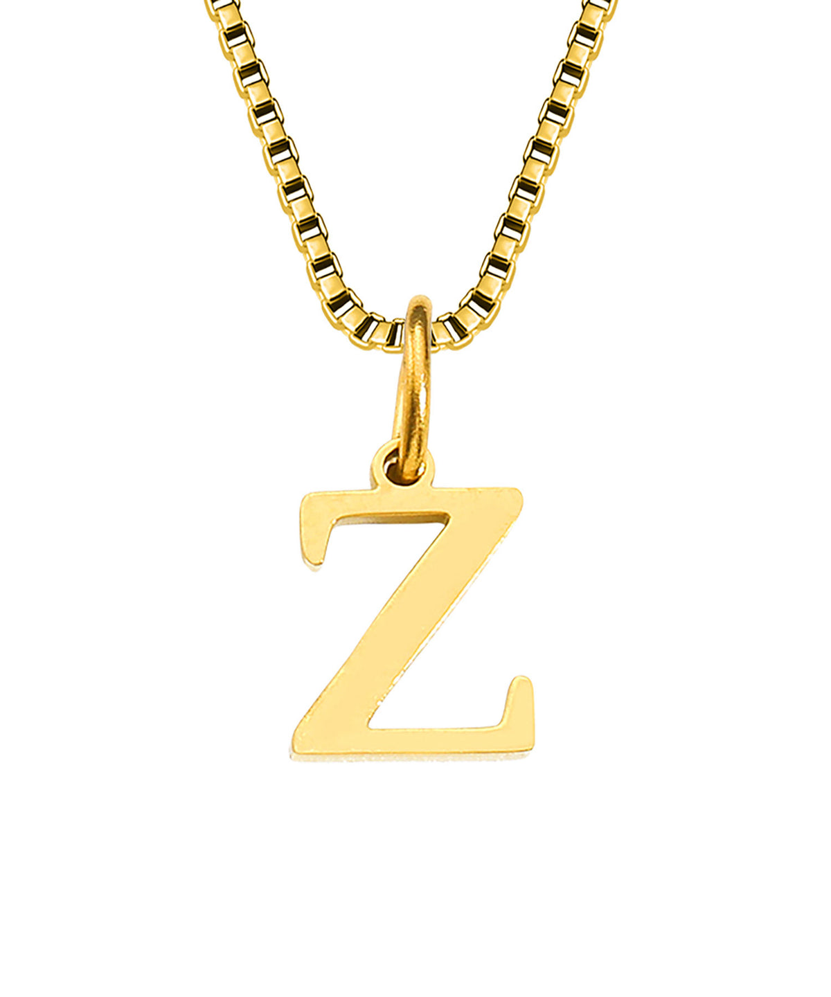 Block Letter Initial Charm Necklace A～Z