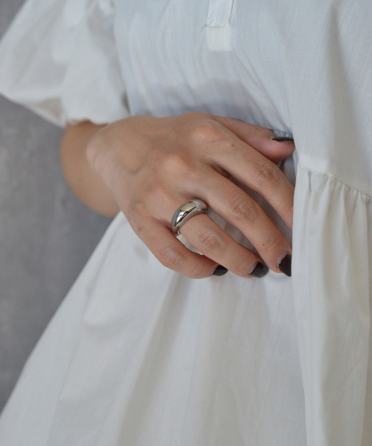 【earyear】Luna Dome design peti Volume Ring