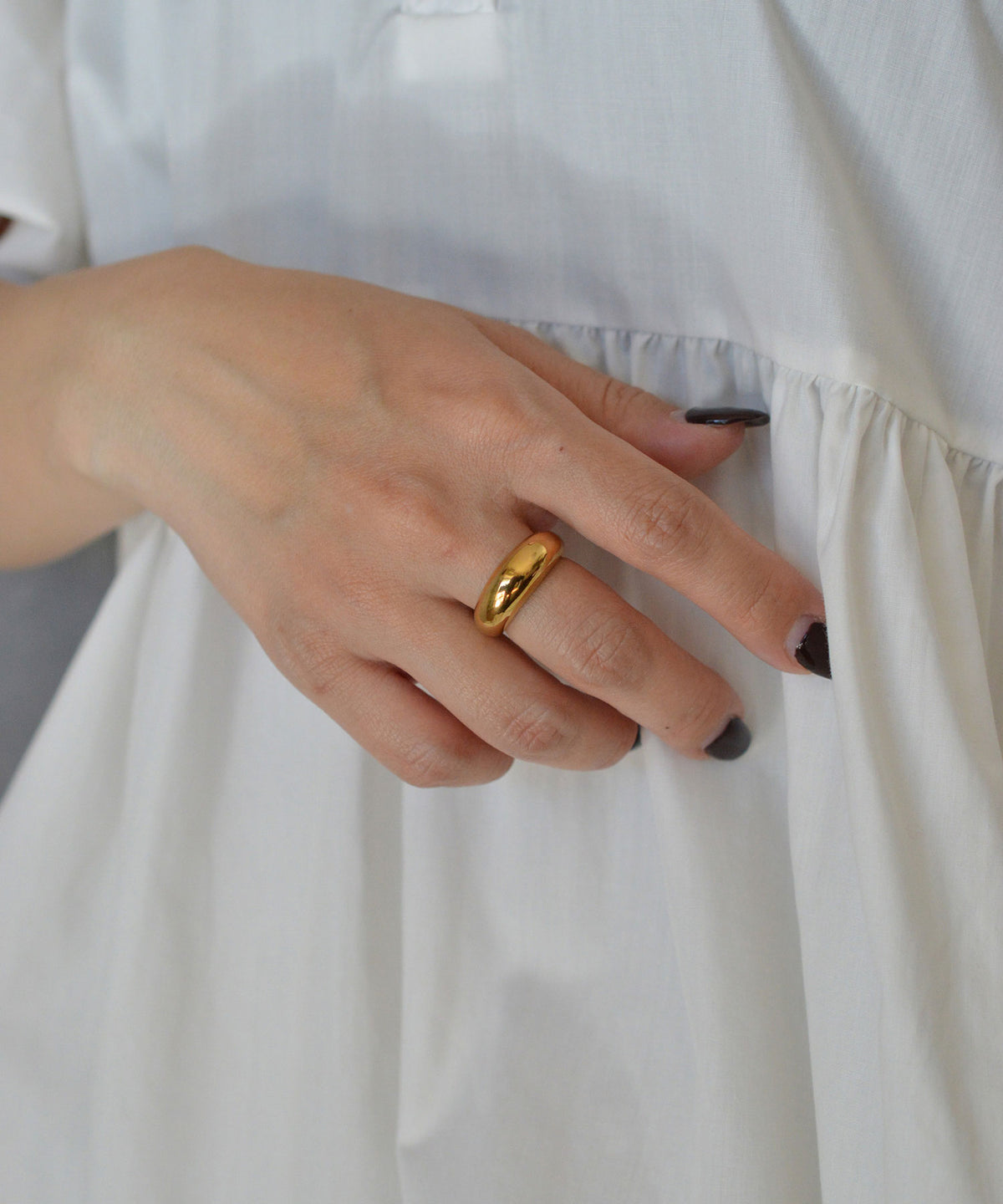 【earyear】Luna Dome design peti Volume Ring