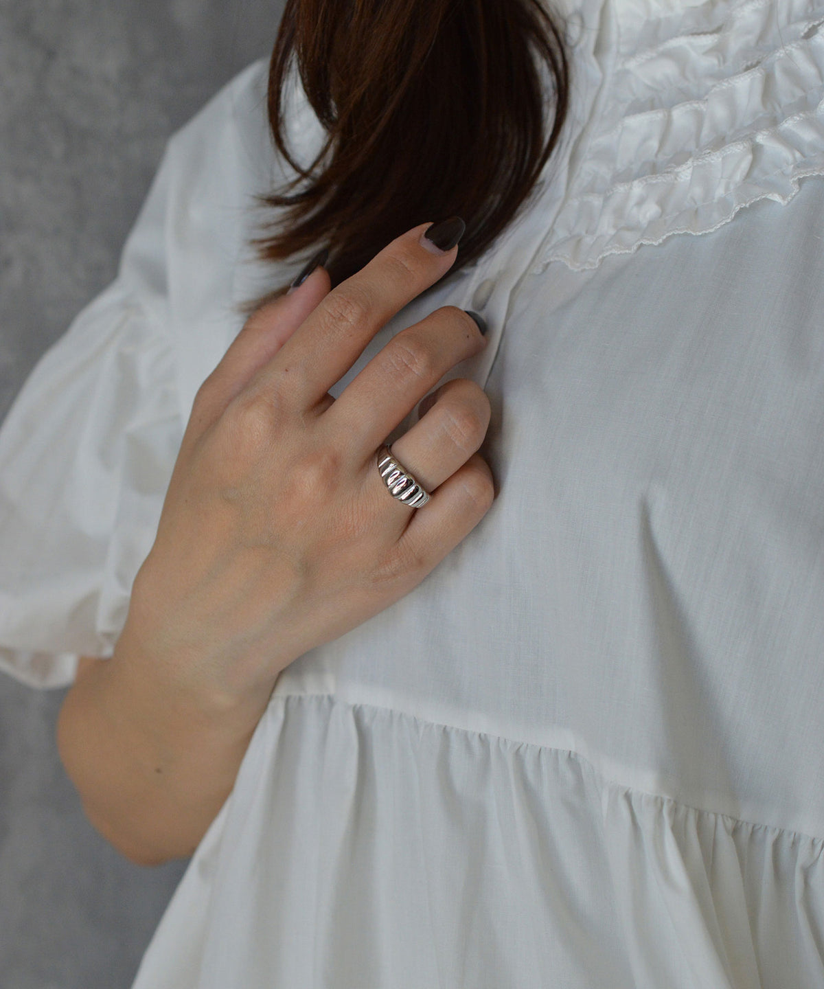 【earyear】Ripple Band design peti Volume Ring