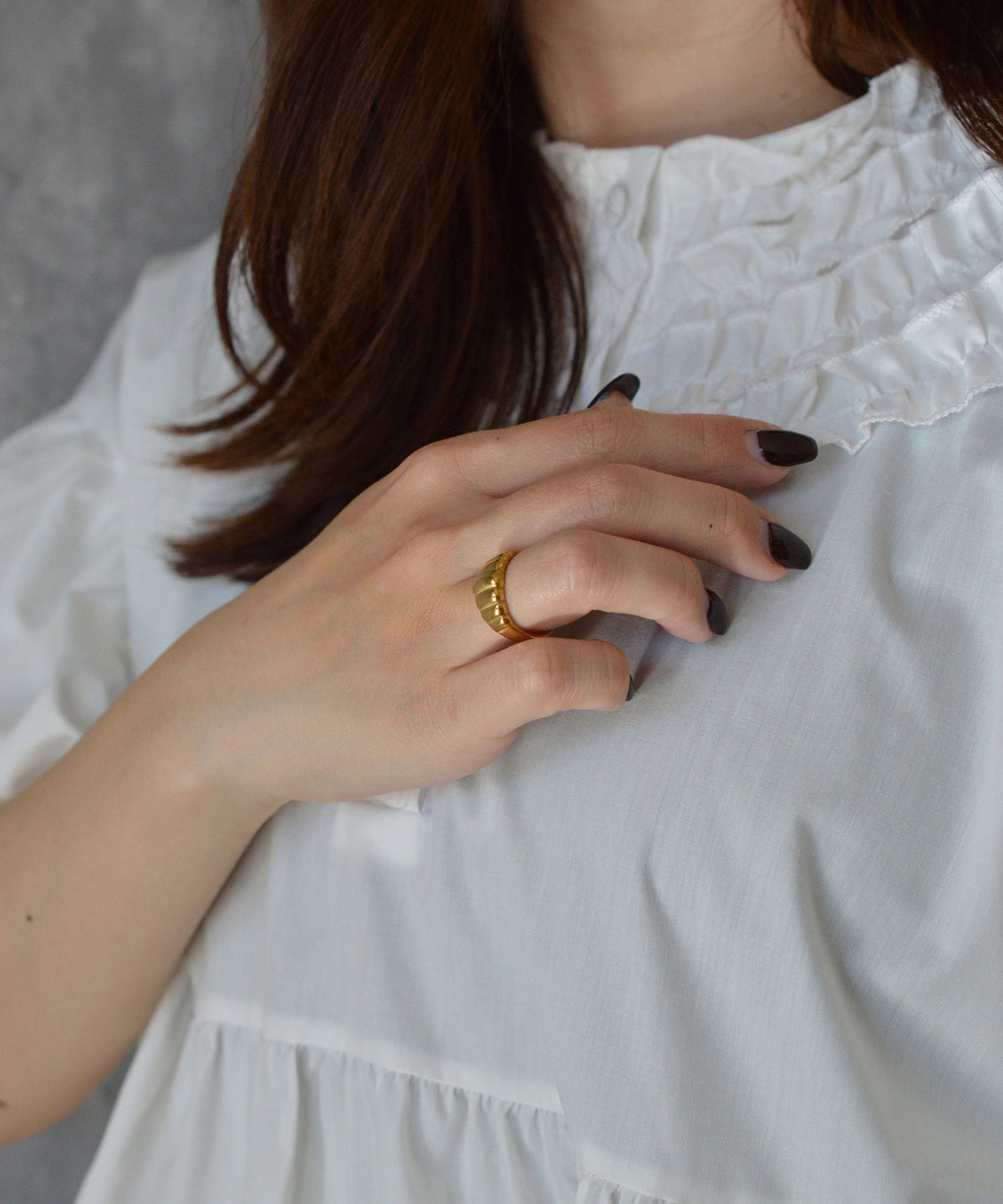 【earyear】Ripple Band design peti Volume Ring