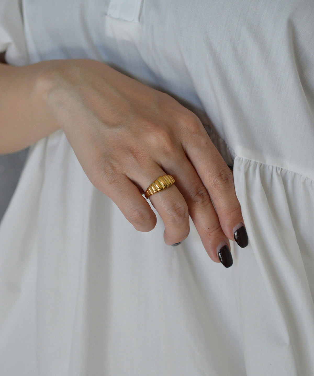 【earyear】Ripple Band design peti Volume Ring