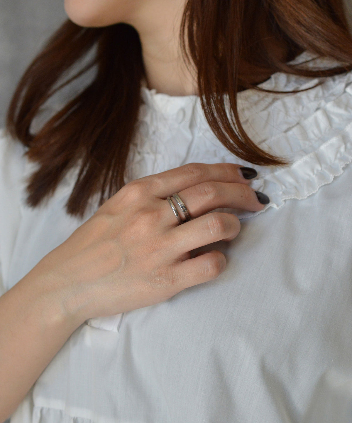 【earyear】Layered Line design peti Volume Ring