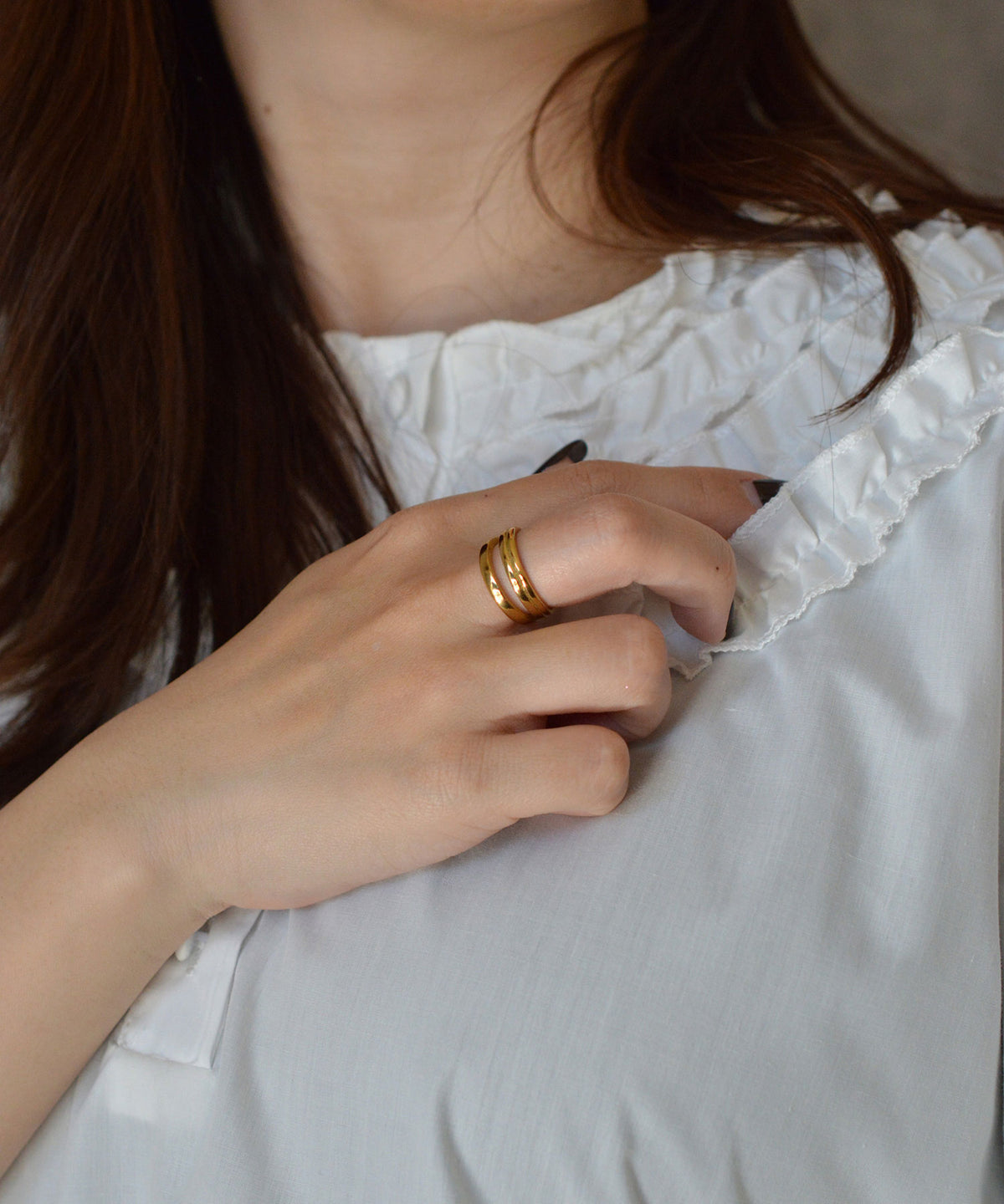 【earyear】Layered Line design peti Volume Ring