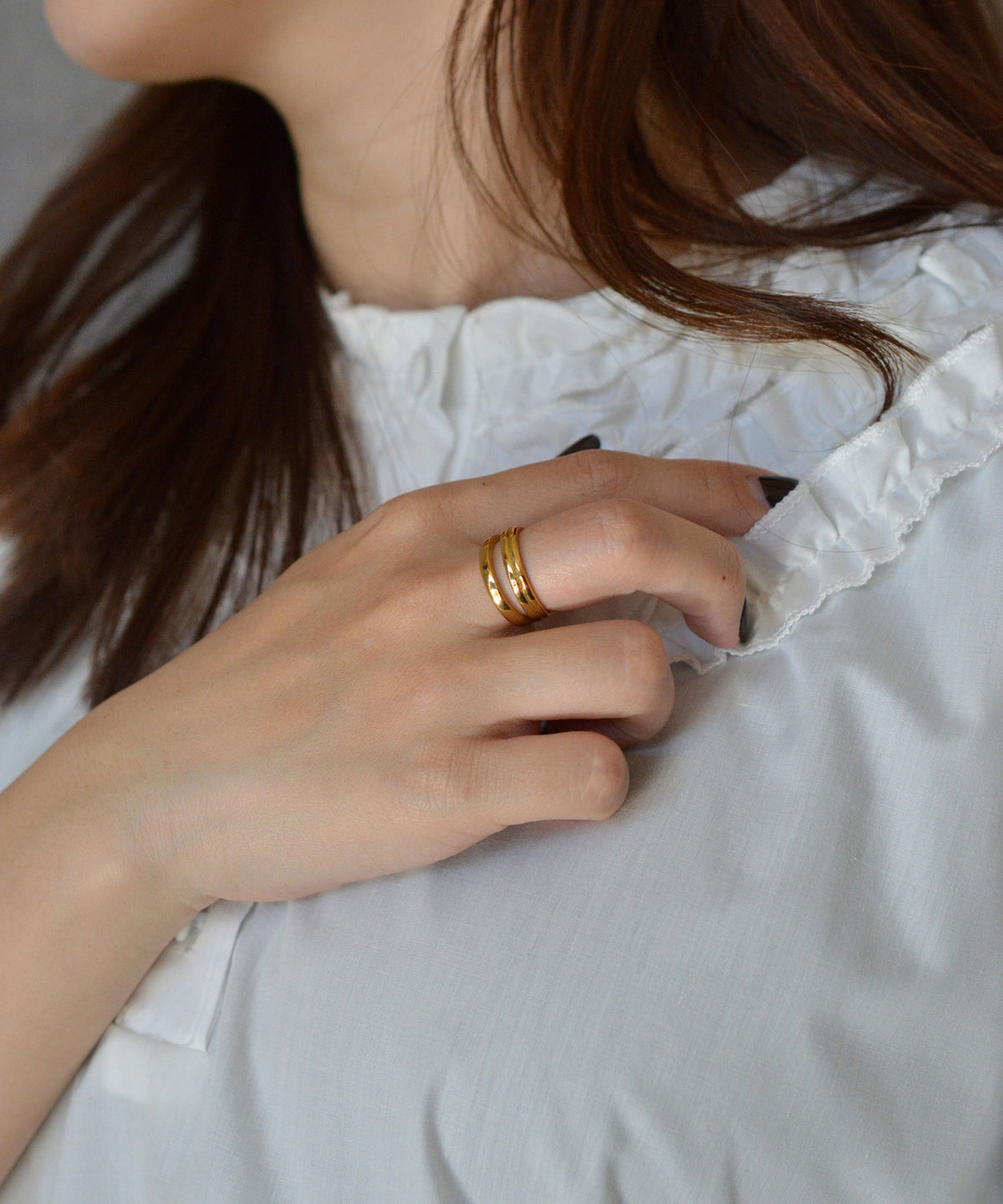 【earyear】Layered Line design peti Volume Ring