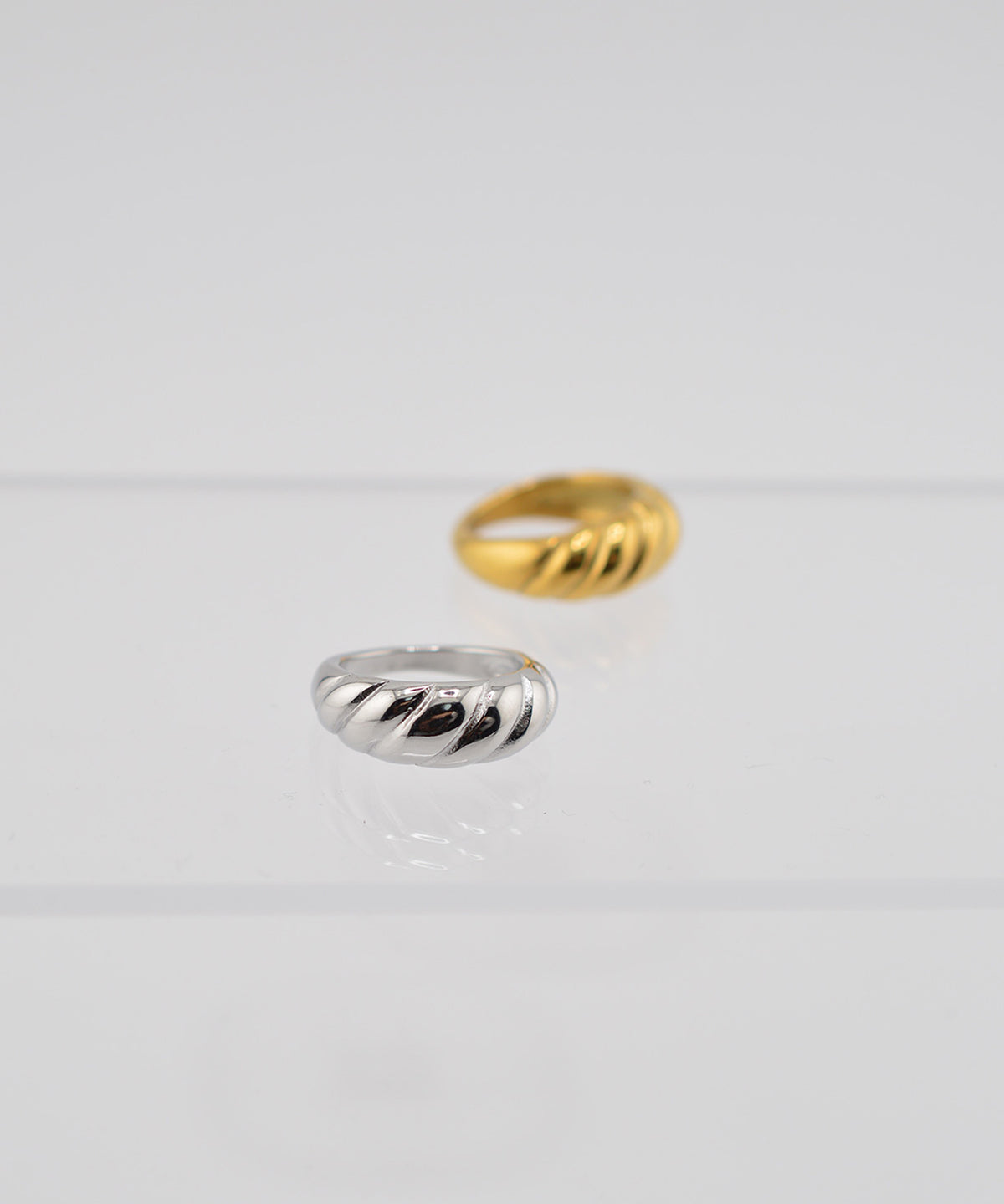 【earyear】Ripple Band design peti Volume Ring