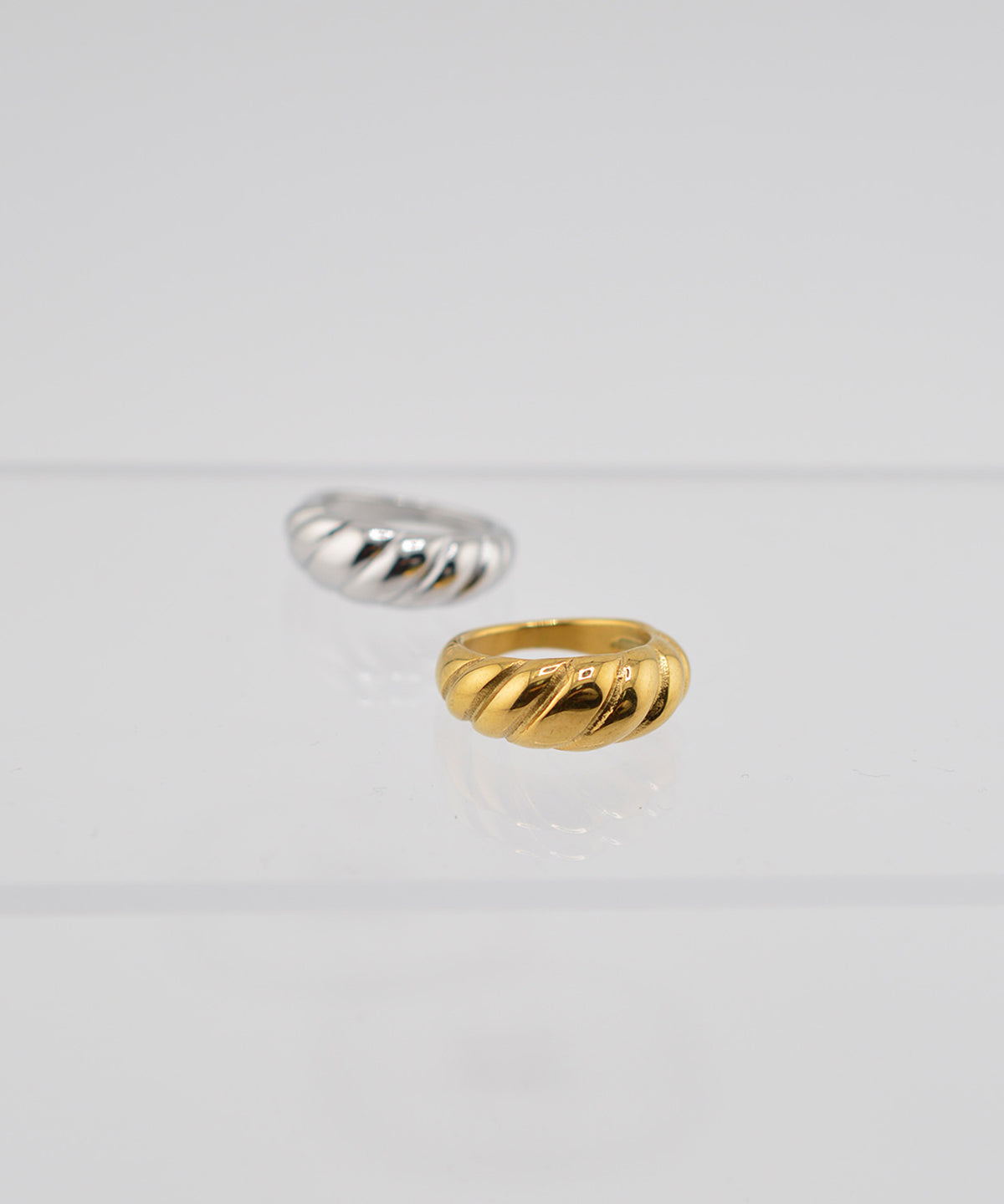 【earyear】Ripple Band design peti Volume Ring
