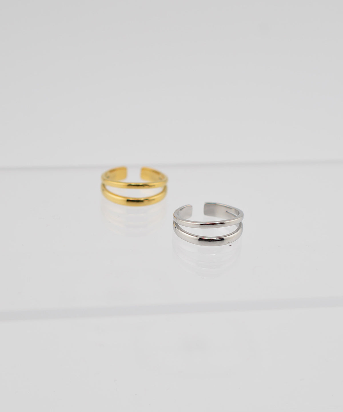 【earyear】Twin Line Open design peti Volume Ring