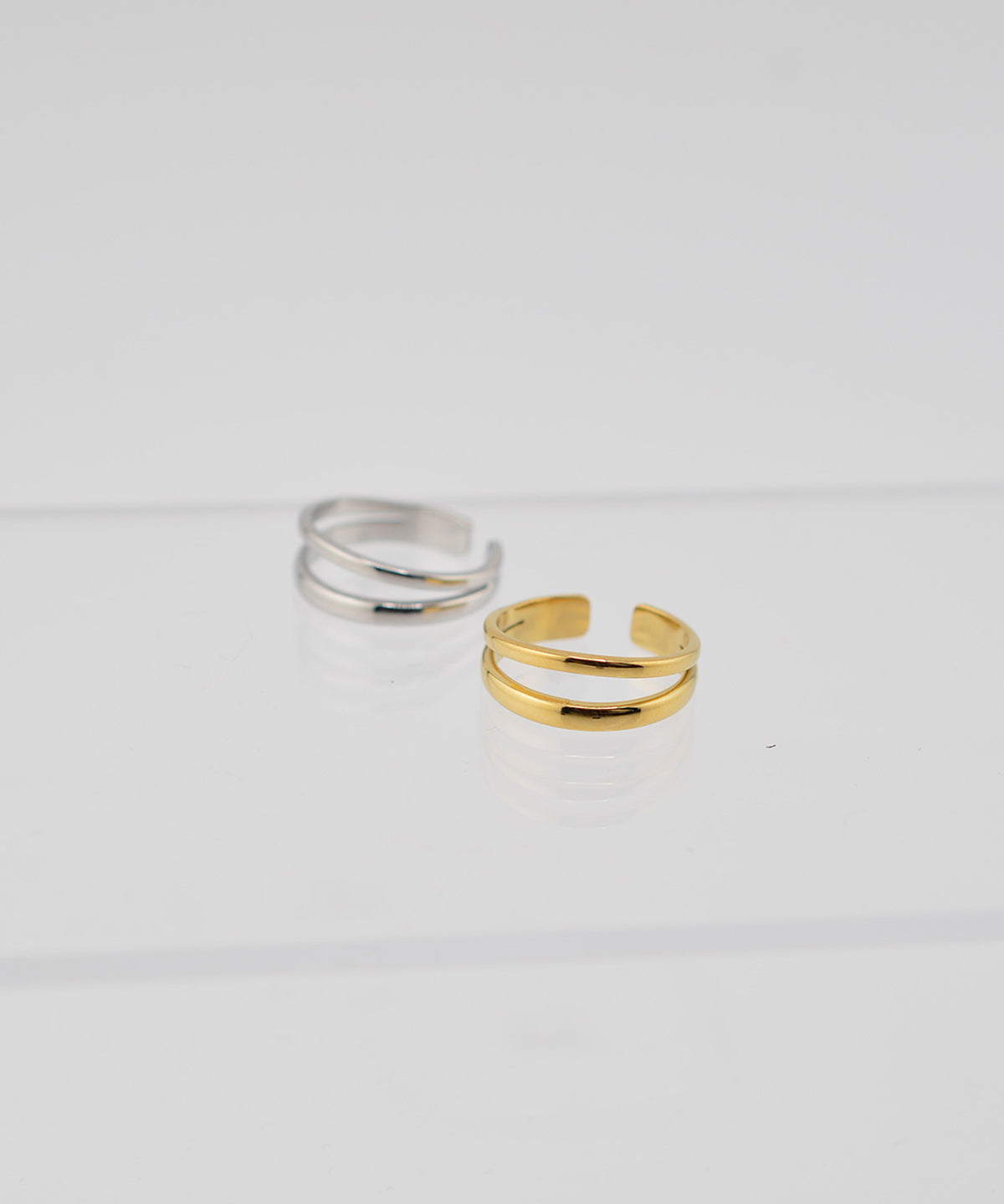 【earyear】Twin Line Open design peti Volume Ring