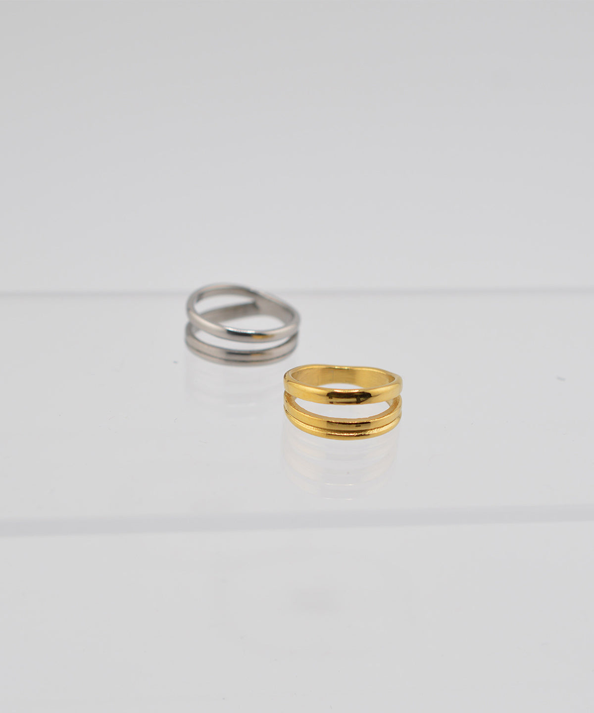 【earyear】Layered Line design peti Volume Ring