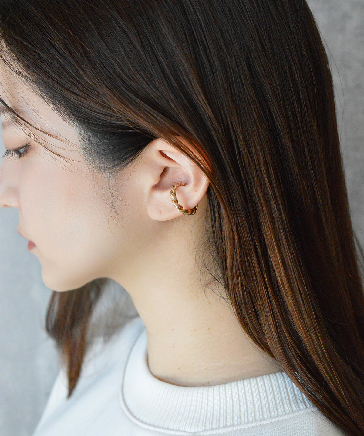 【earyear】Rope design  Metal Hoop Ear Cuff<片耳用>