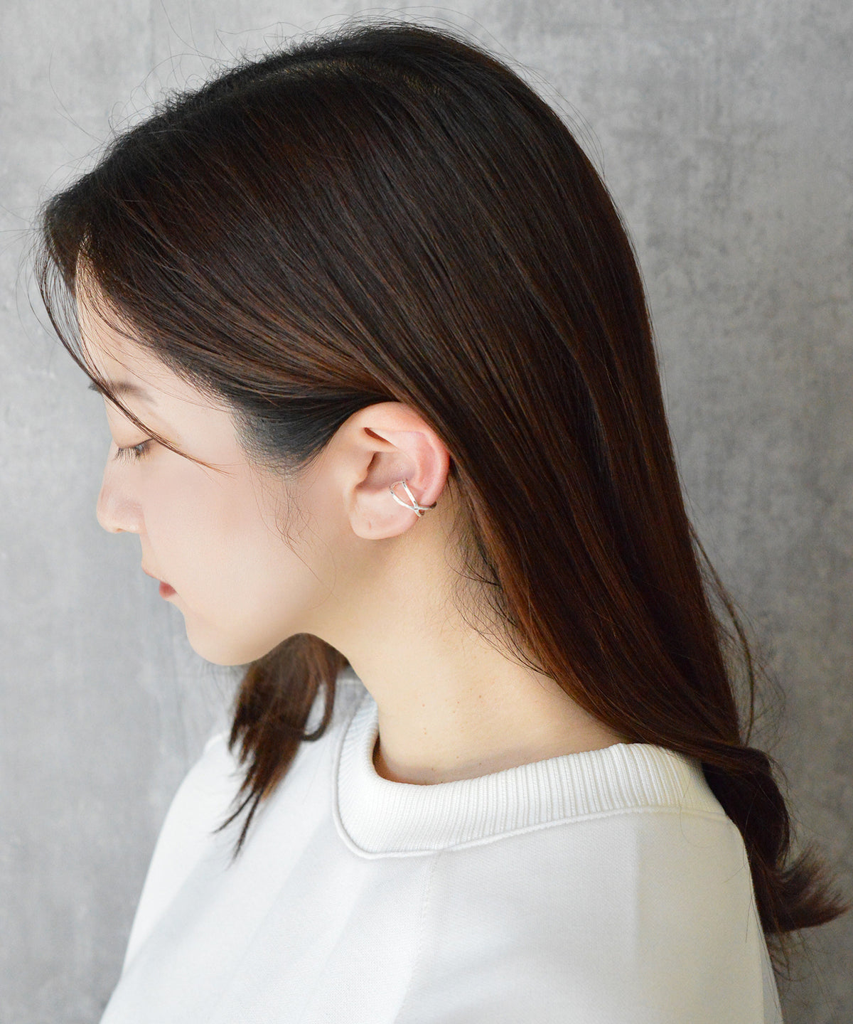 【earyear】String Cross design Metal Hoop Ear Cuff<片耳用>