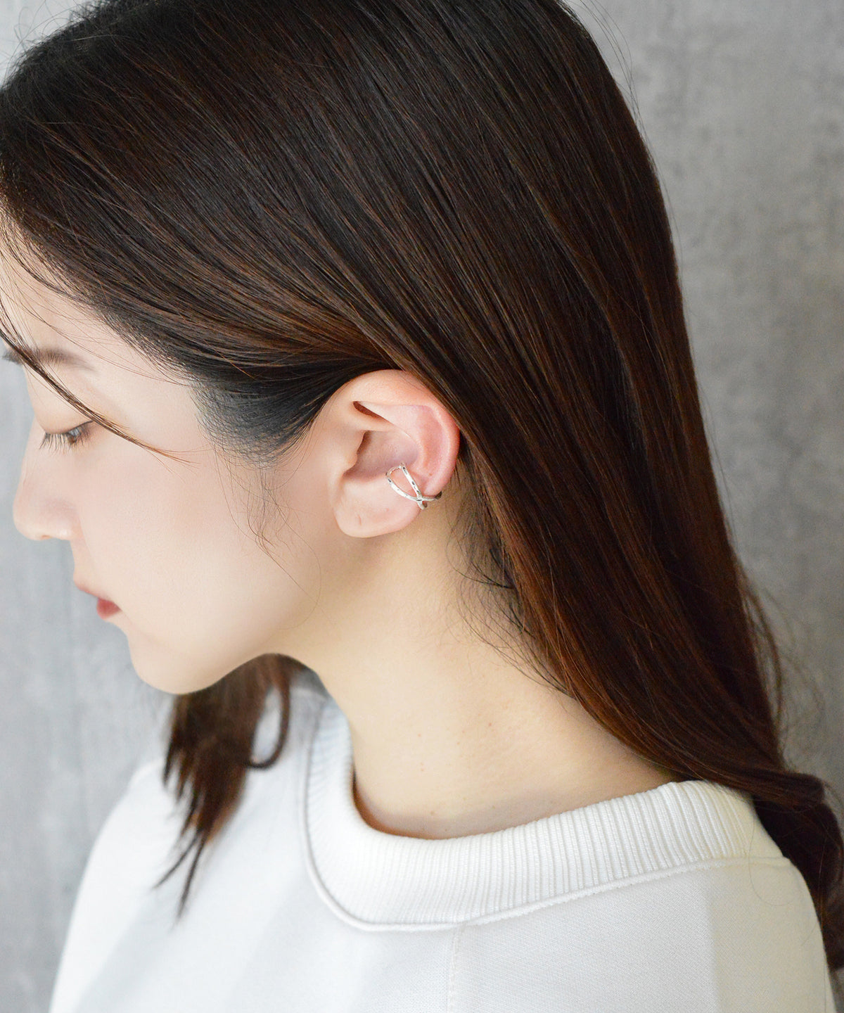 【earyear】String Cross design Metal Hoop Ear Cuff<片耳用>