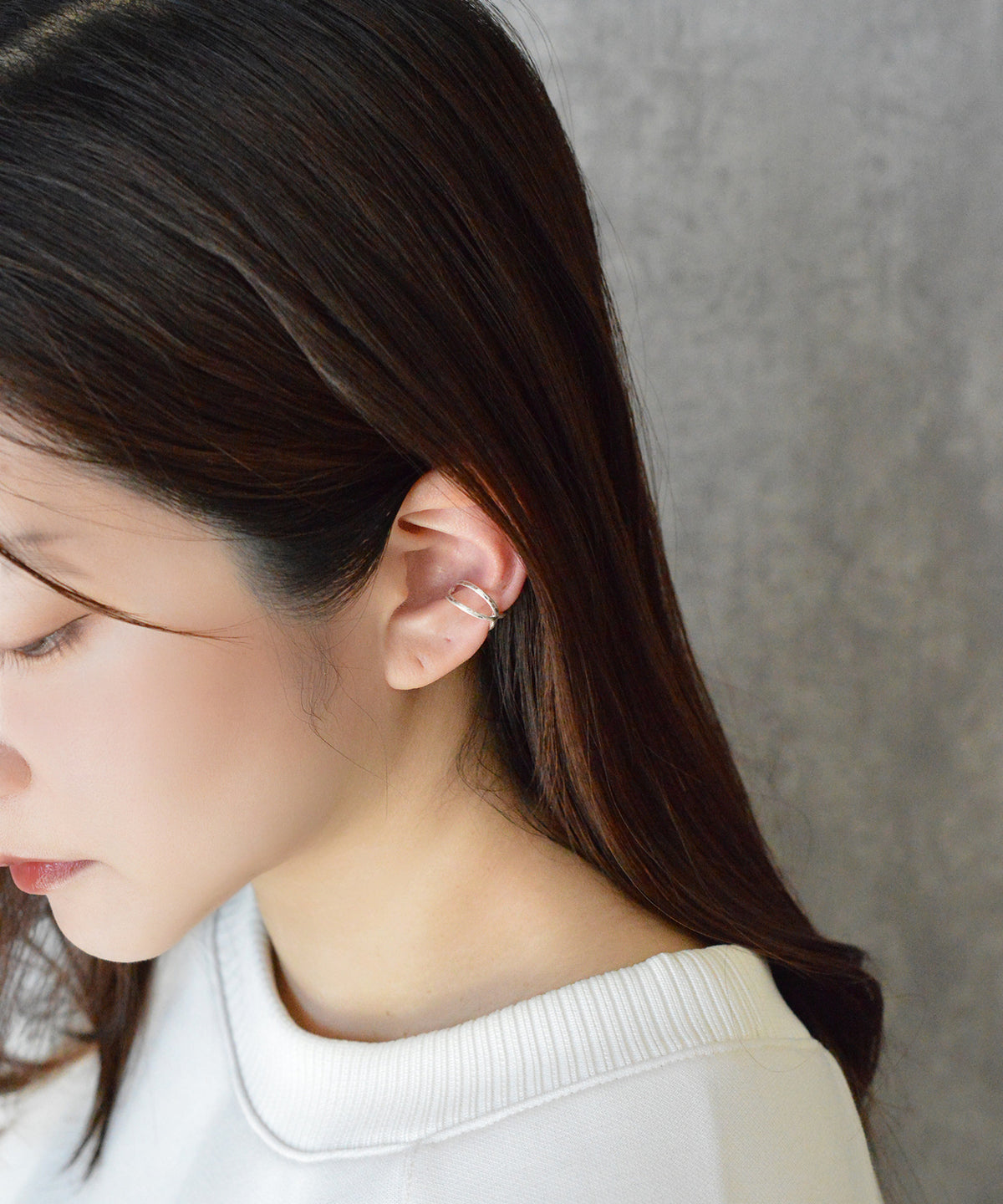 【earyear】String Cross design Metal Hoop Ear Cuff<片耳用>