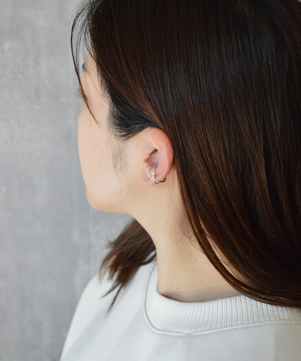 【earyear】String Cross design Metal Hoop Ear Cuff<片耳用>