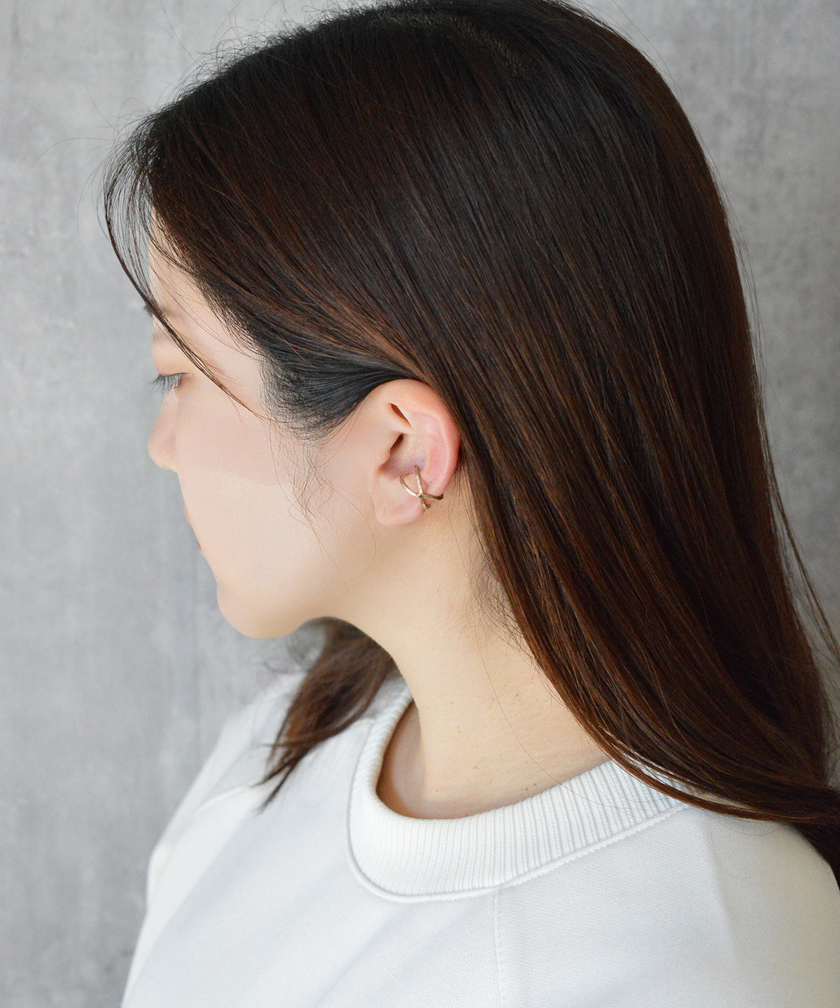 【earyear】String Cross design Metal Hoop Ear Cuff<片耳用>