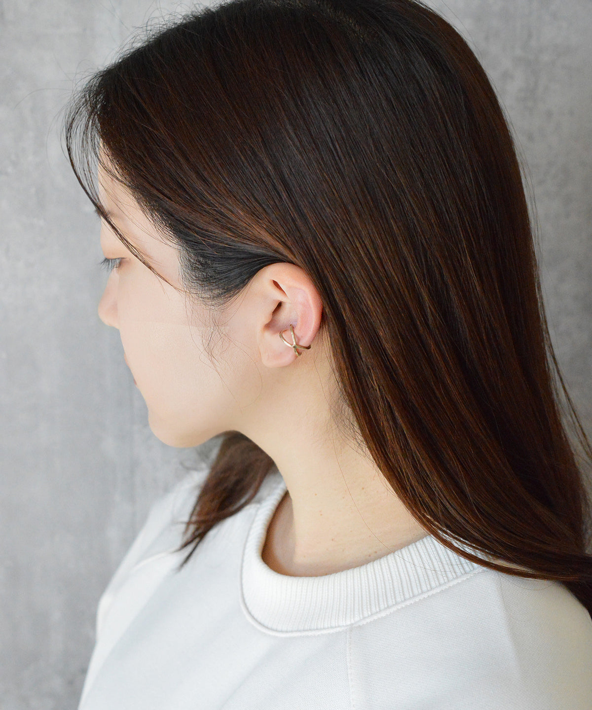 【earyear】String Cross design Metal Hoop Ear Cuff<片耳用>