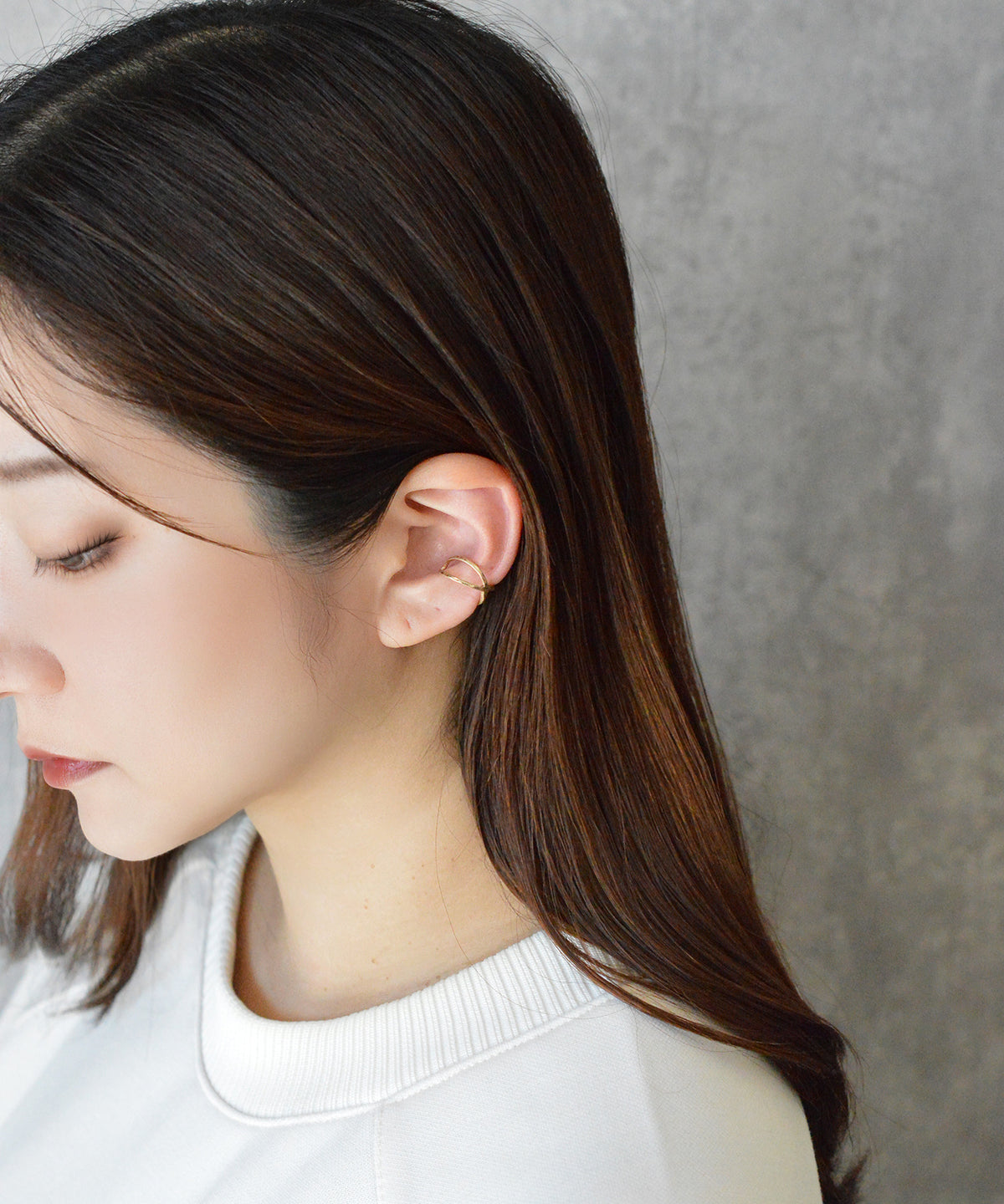 【earyear】String Cross design Metal Hoop Ear Cuff<片耳用>