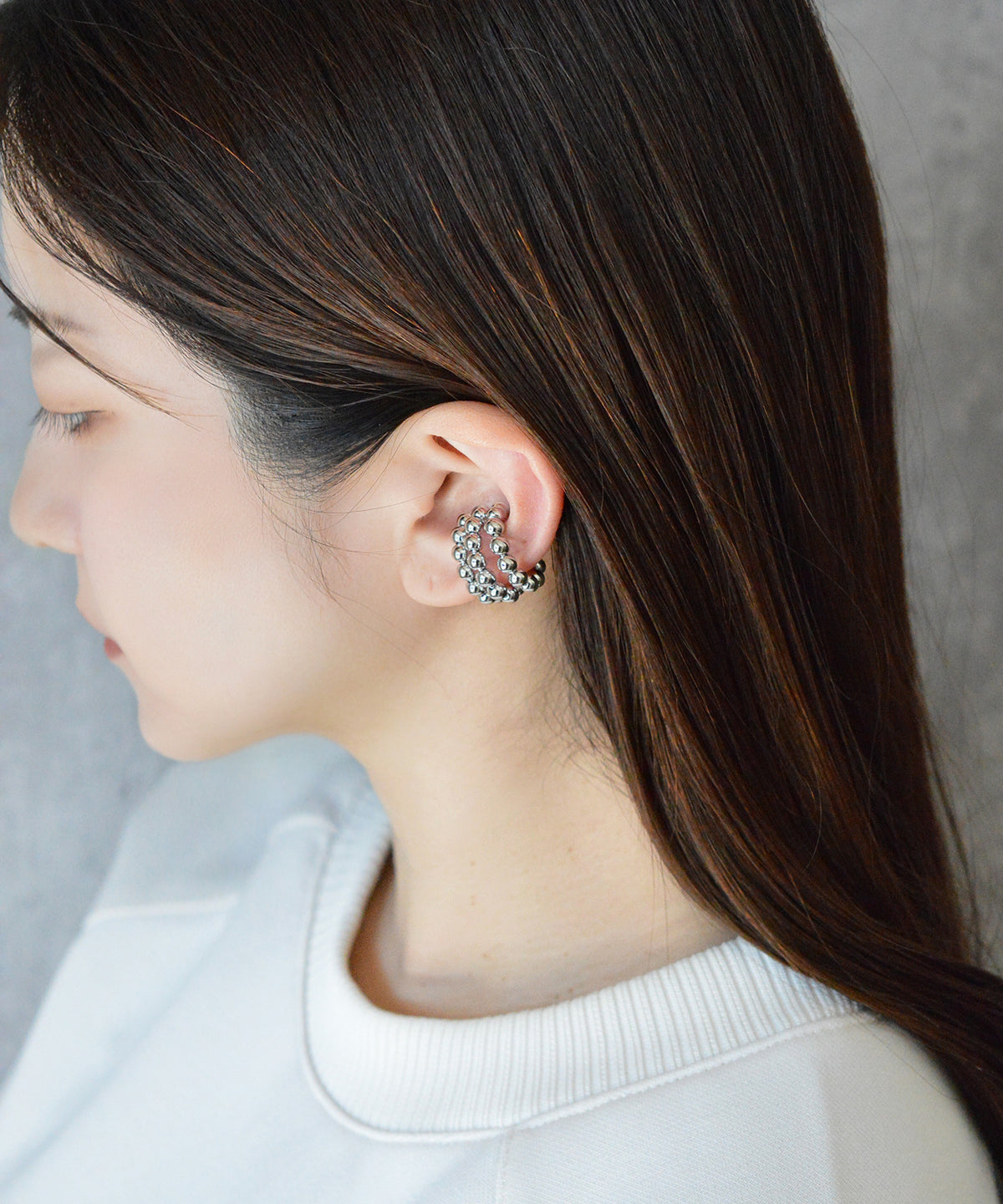 【earyear】Ball 3 lines Design Hoop Ear Cuff<片耳用>