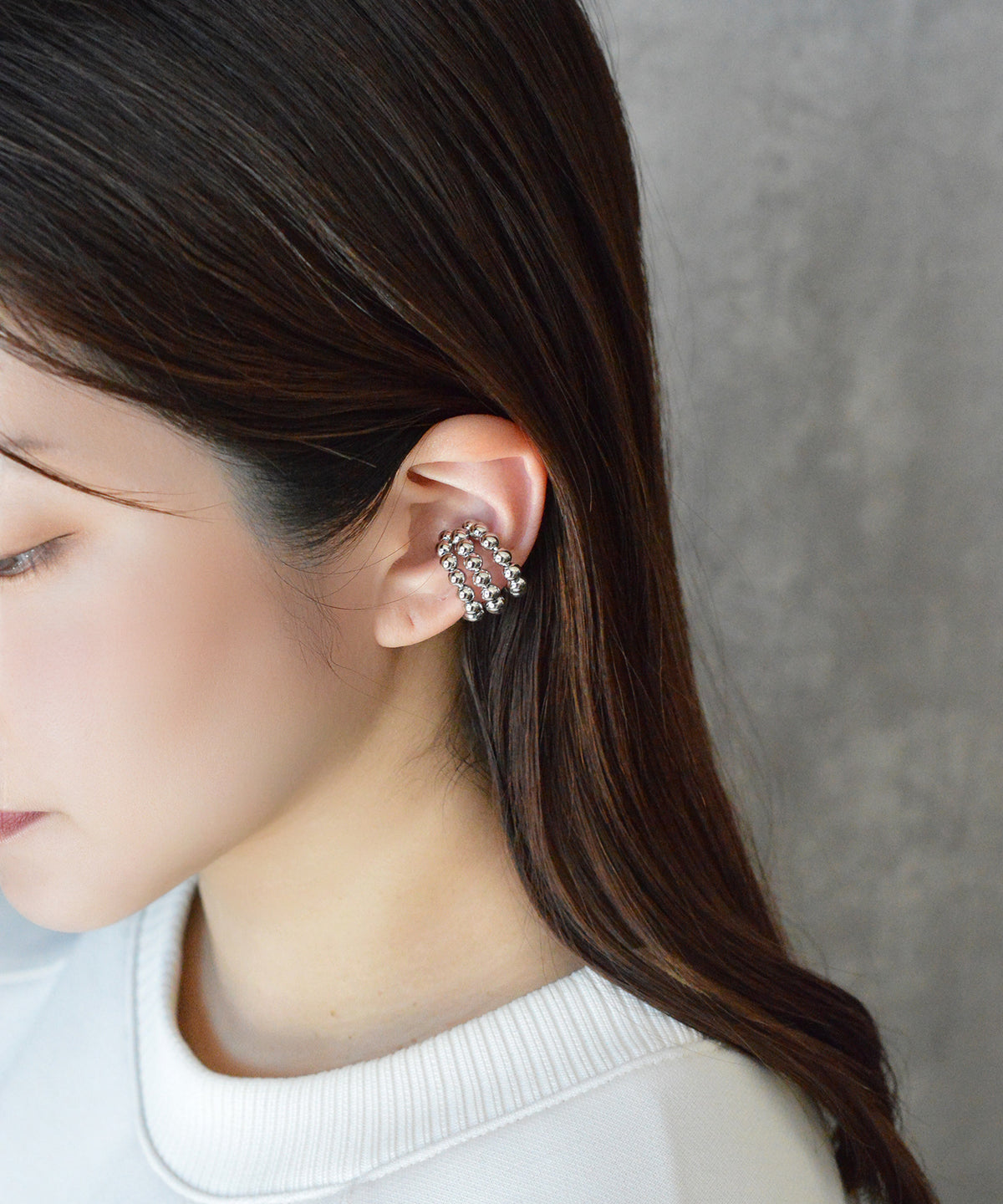 【earyear】Ball 3 lines Design Hoop Ear Cuff<片耳用>