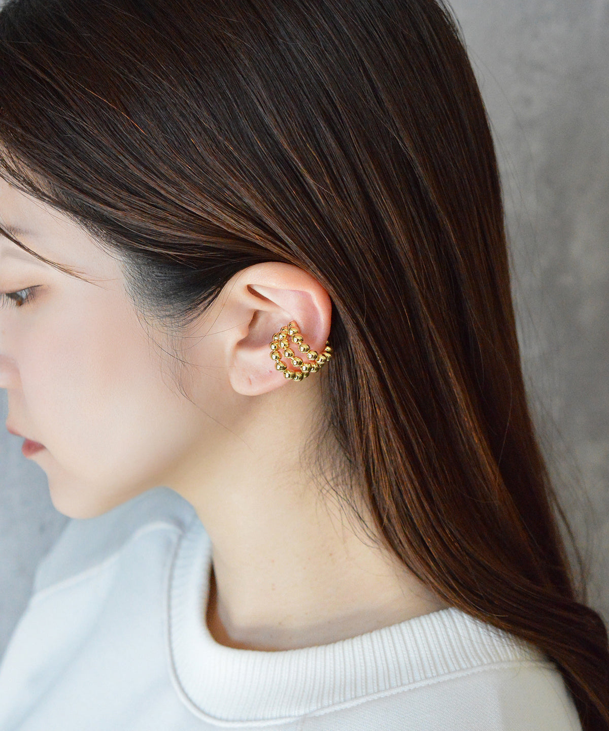 【earyear】Ball 3 lines Design Hoop Ear Cuff<片耳用>