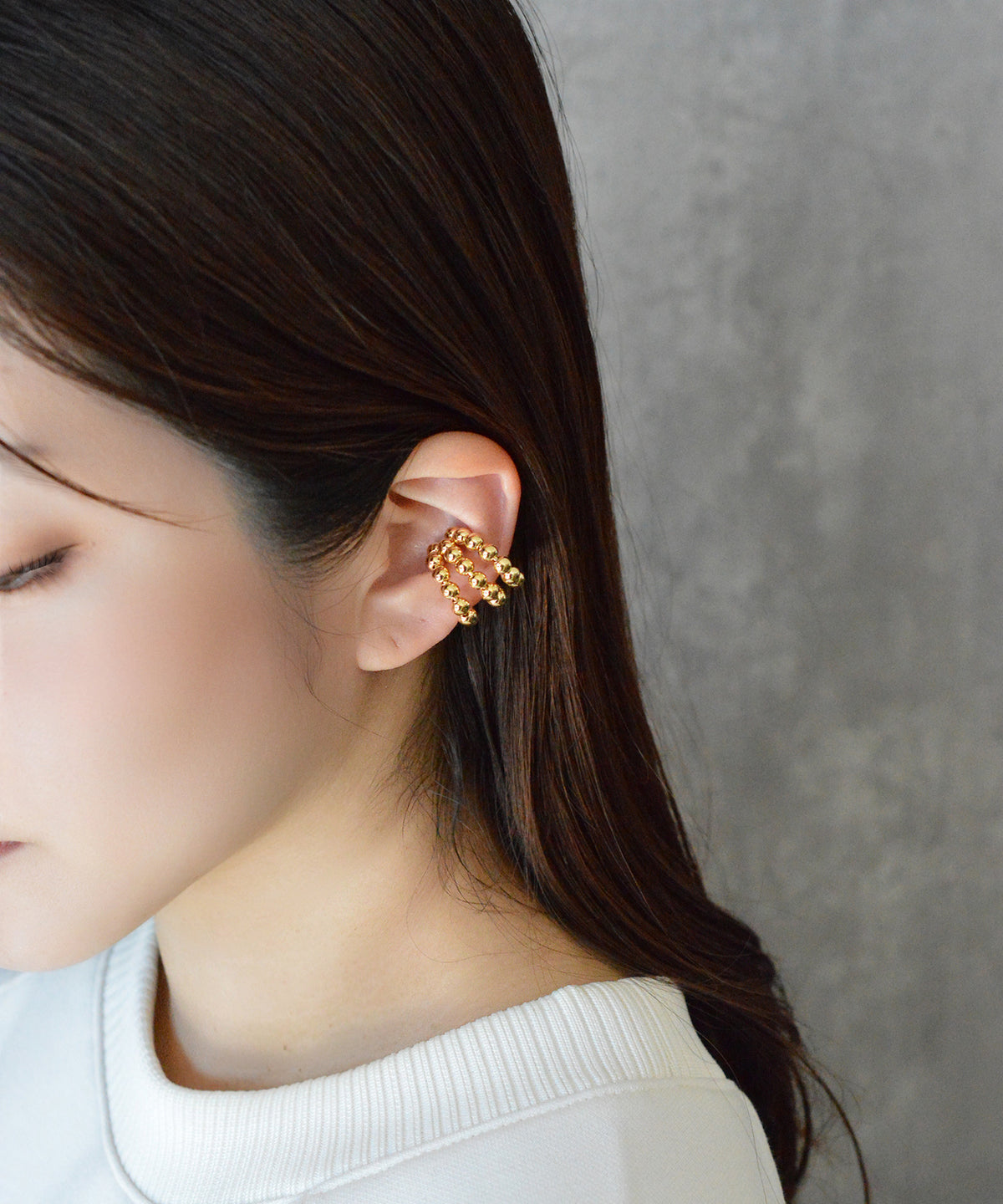 【earyear】Ball 3 lines Design Hoop Ear Cuff<片耳用>