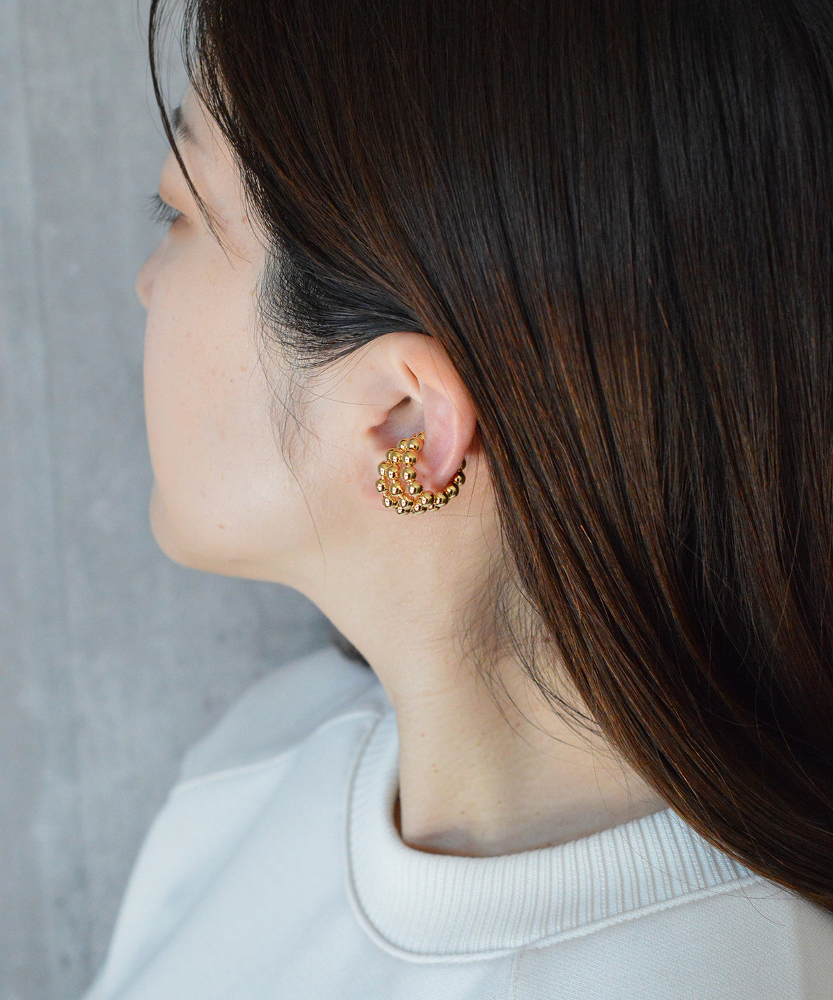 【earyear】Ball 3 lines Design Hoop Ear Cuff<片耳用>