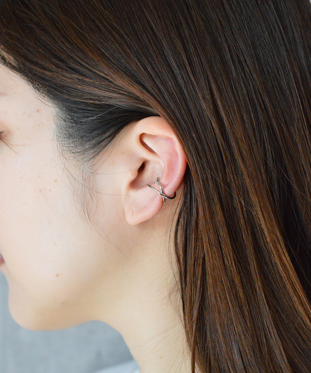 【earyear】String mini cross line Design Metal Hoop Ear Cuff v2<片耳用>